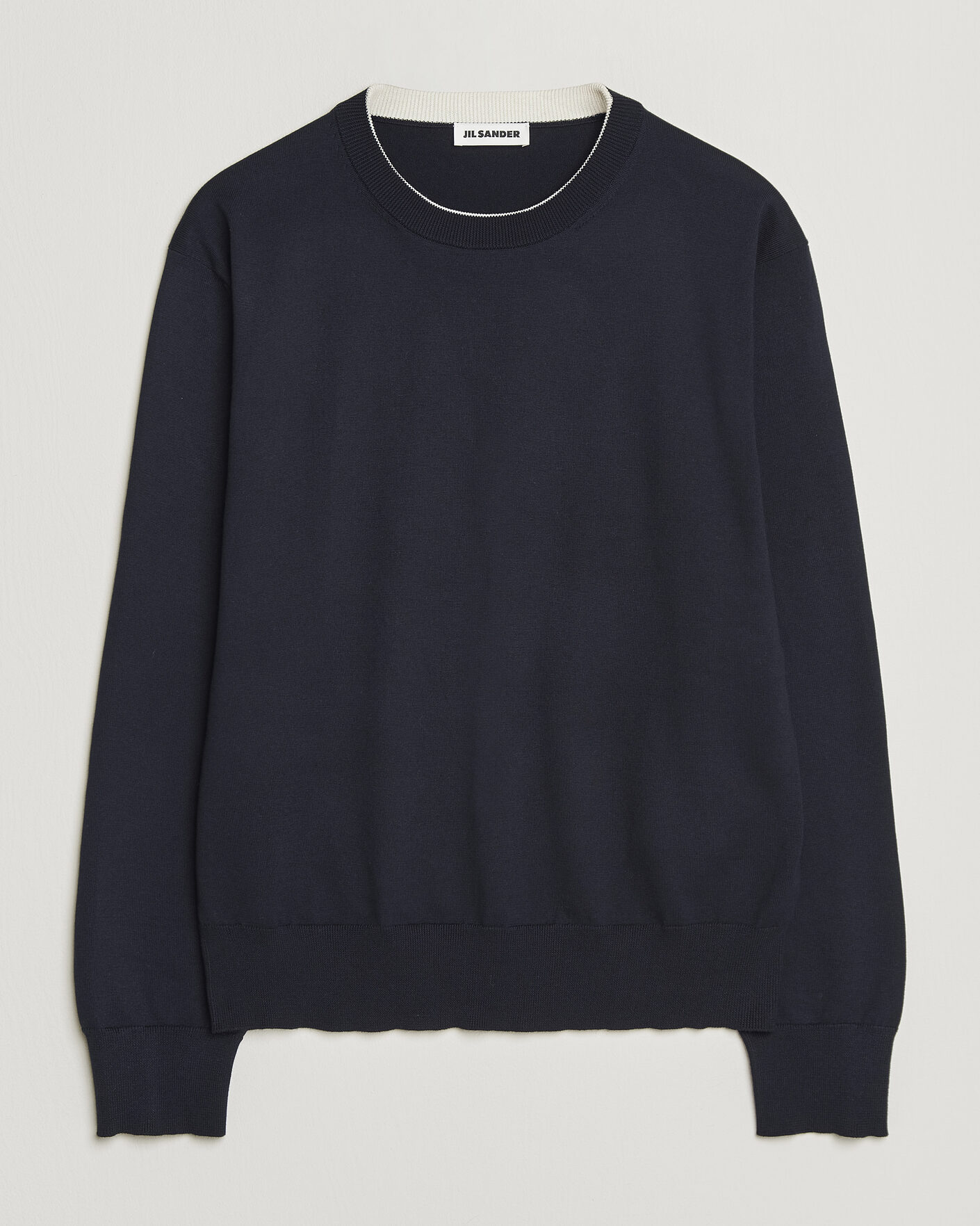 Men | Sweaters & Knitwear | Jil Sander | Fine Cotton Contrast Pullover Navy