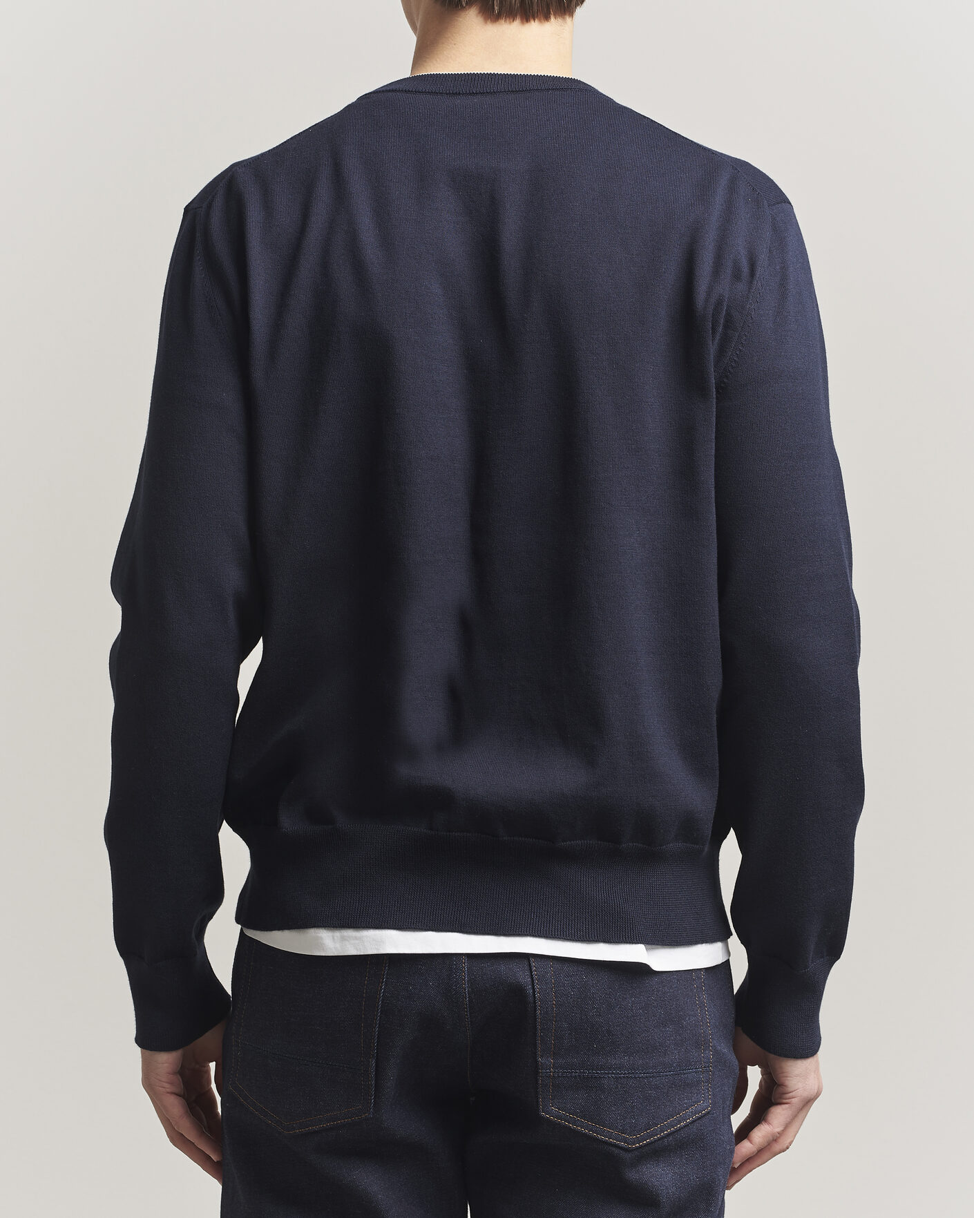Men | Sweaters & Knitwear | Jil Sander | Fine Cotton Contrast Pullover Navy