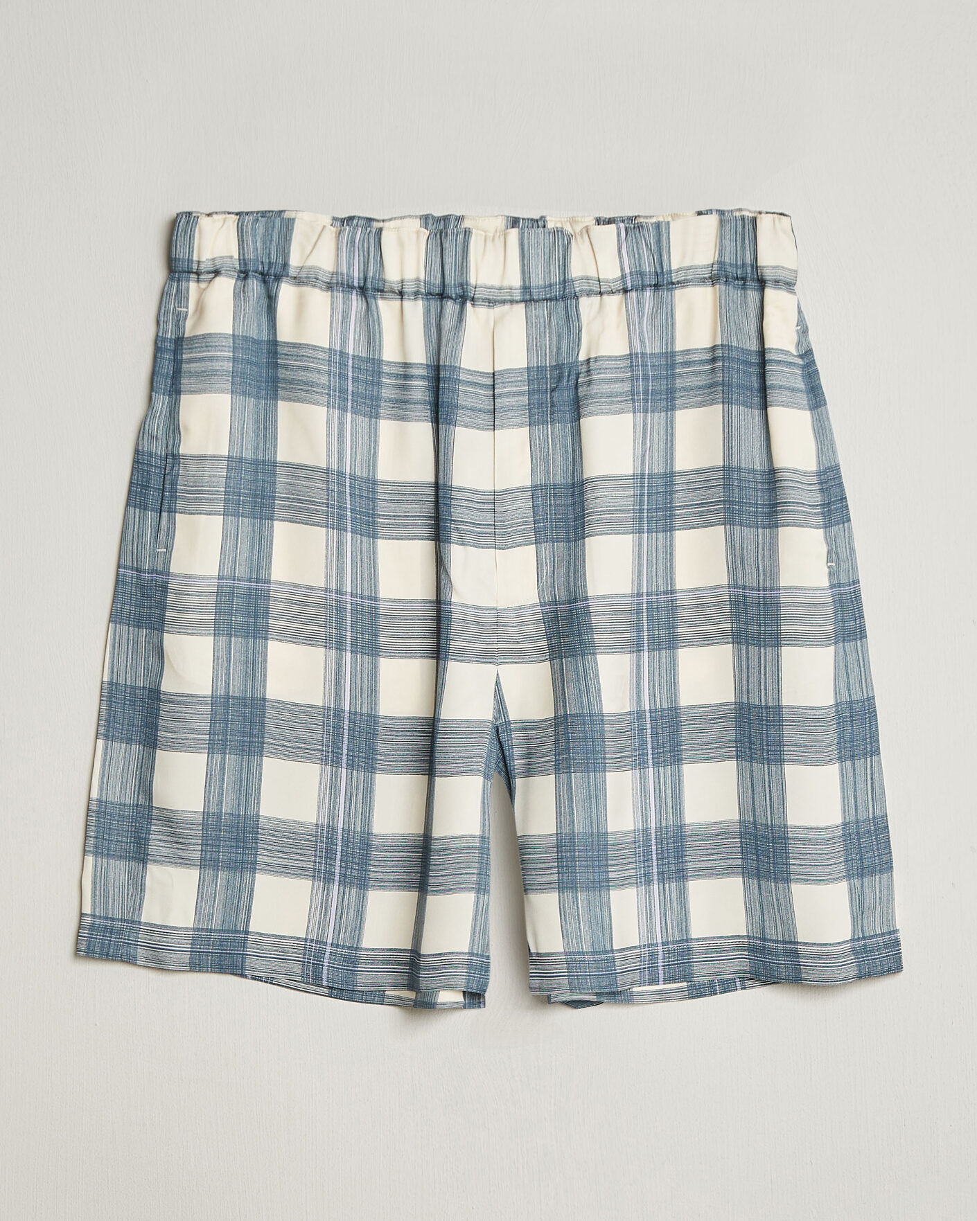 スカート ANDWANG Tiered Check Shorts Jil Sander Vichy Check Shorts Blue/White at CareOfCarl.com