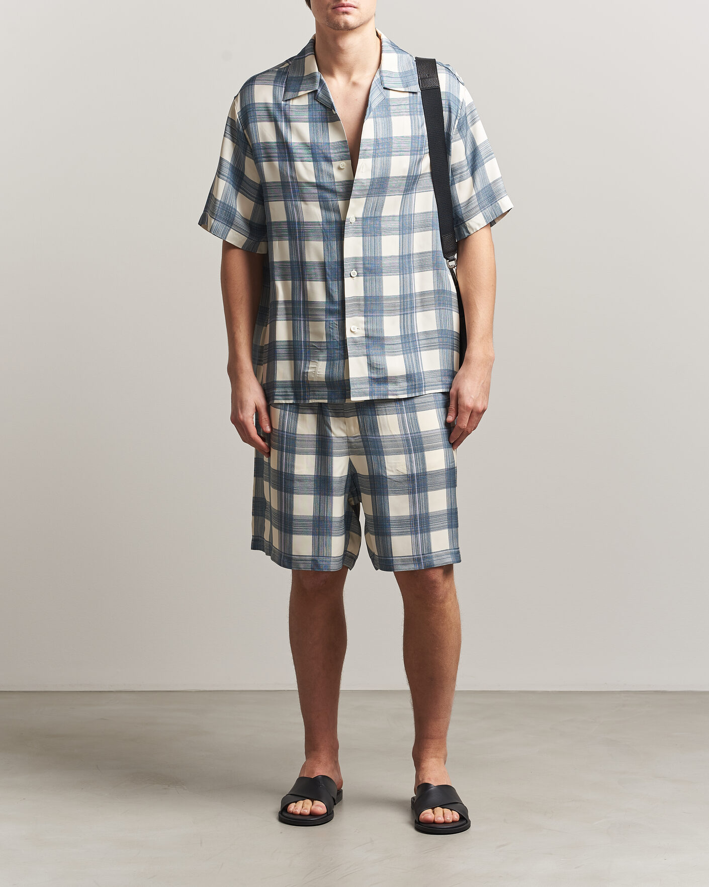 Jil Sander Vichy Check Shorts Blue/White at CareOfCarl.com