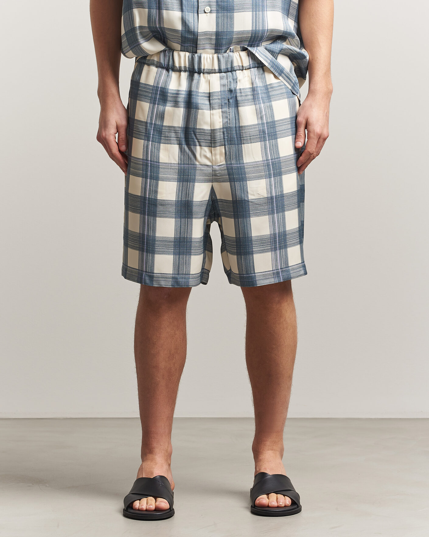 Jil Sander Vichy Check Shorts Blue/White at CareOfCarl.com