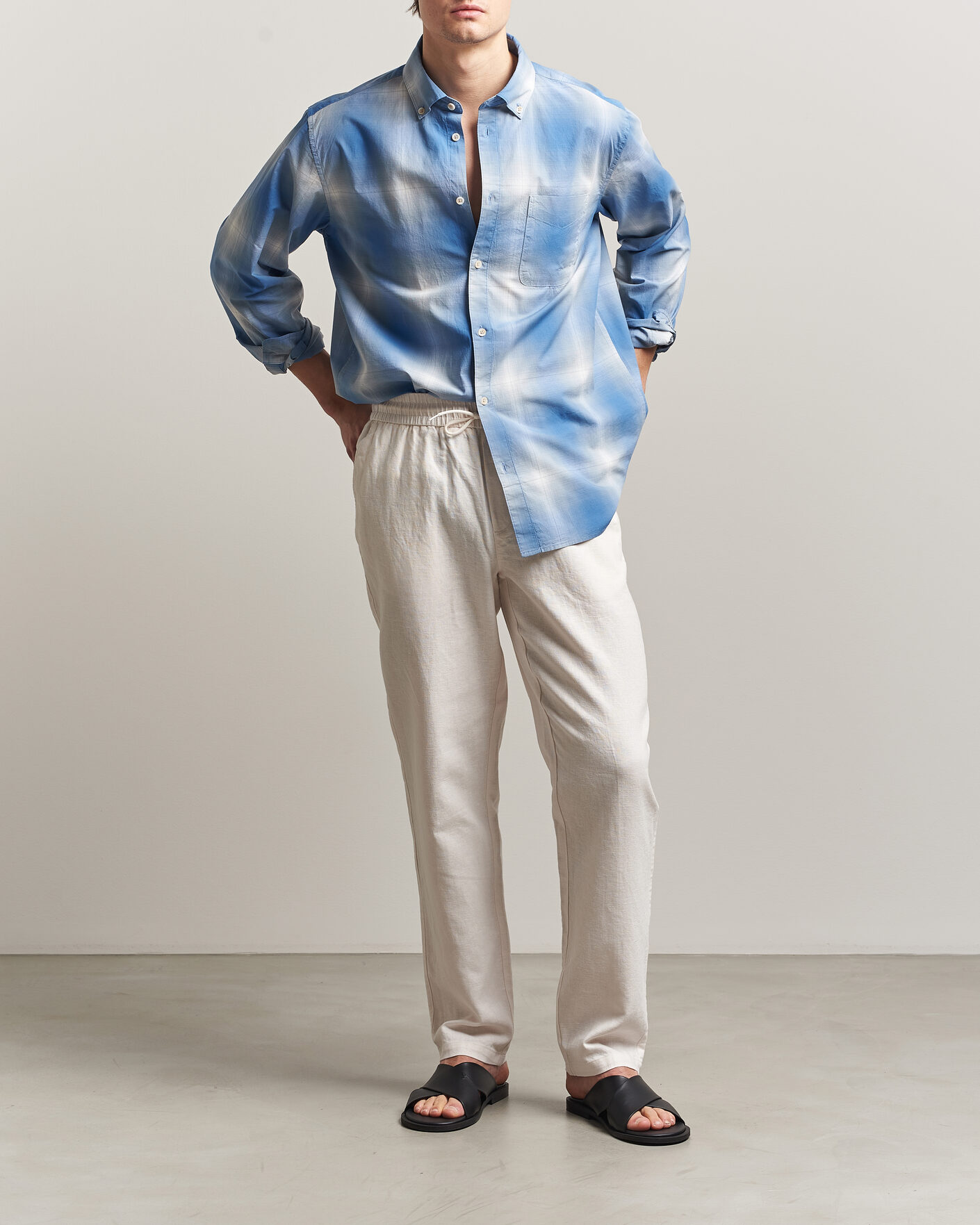 Men | Trousers | LES DEUX | Patrick Heavy Linen/Cotton Pants Eggnog White