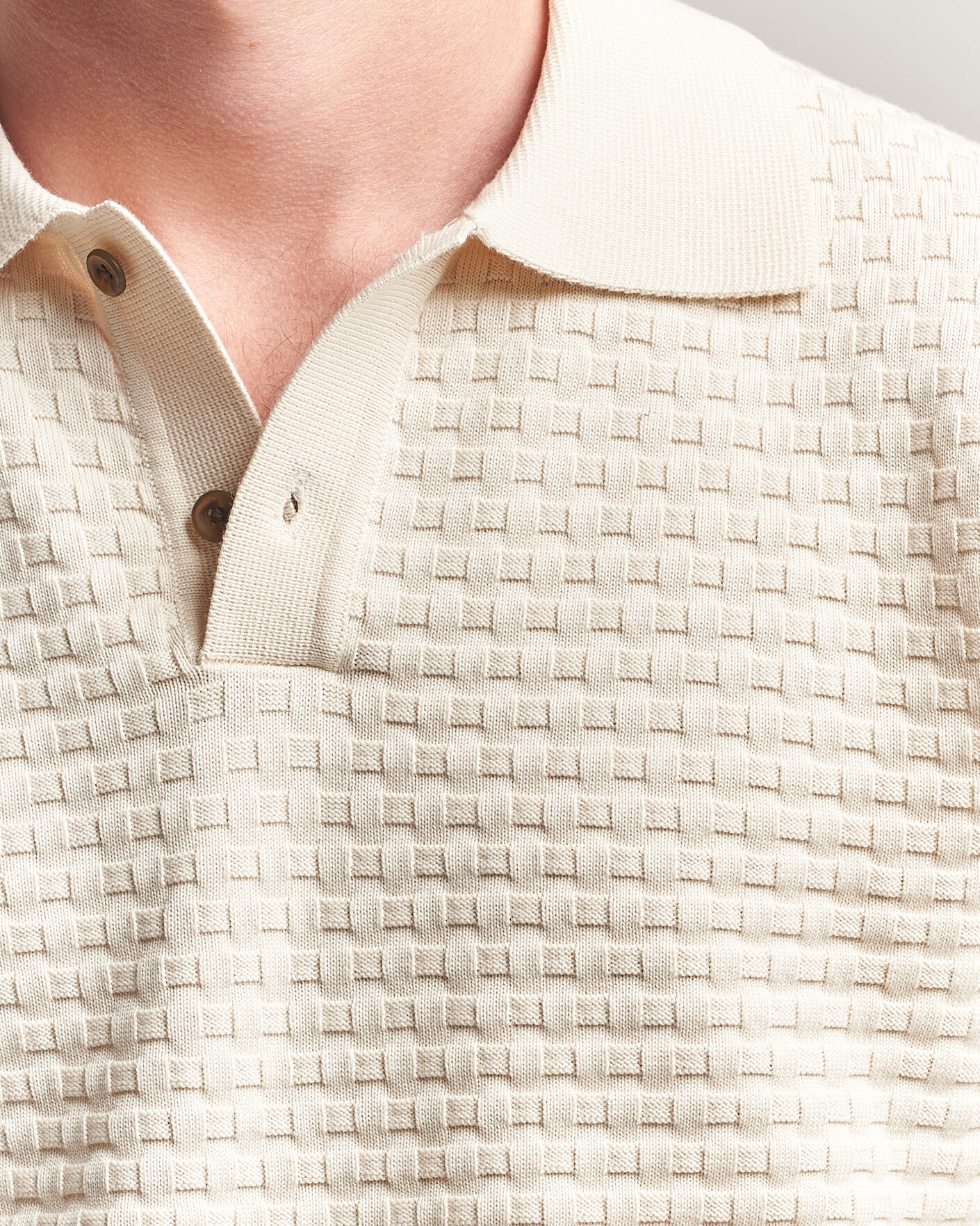 Men | Sweaters & Knitwear | LES DEUX | Billy Weave Knitted Polo Light Ivory