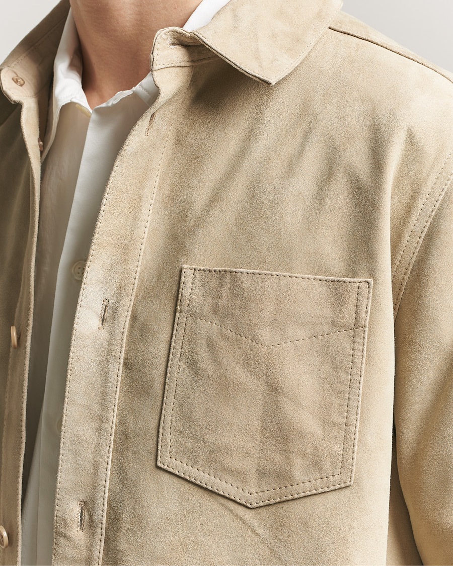 Men | Shirts | LES DEUX | Bertram Suede Overshirt Light Sand