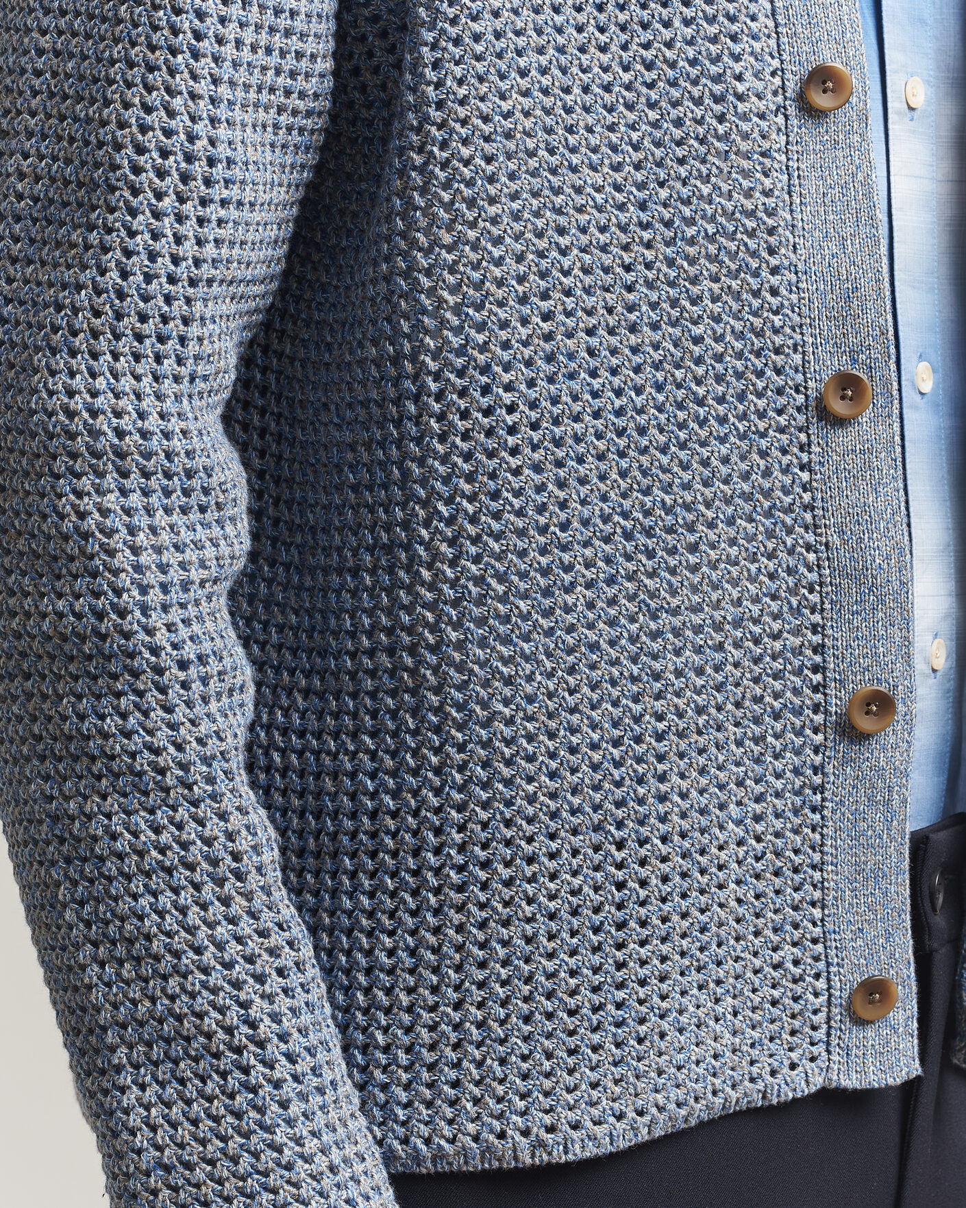 Men | Sweaters & Knitwear | LES DEUX | Gerald Knitted Shirt Dark Denim Blue