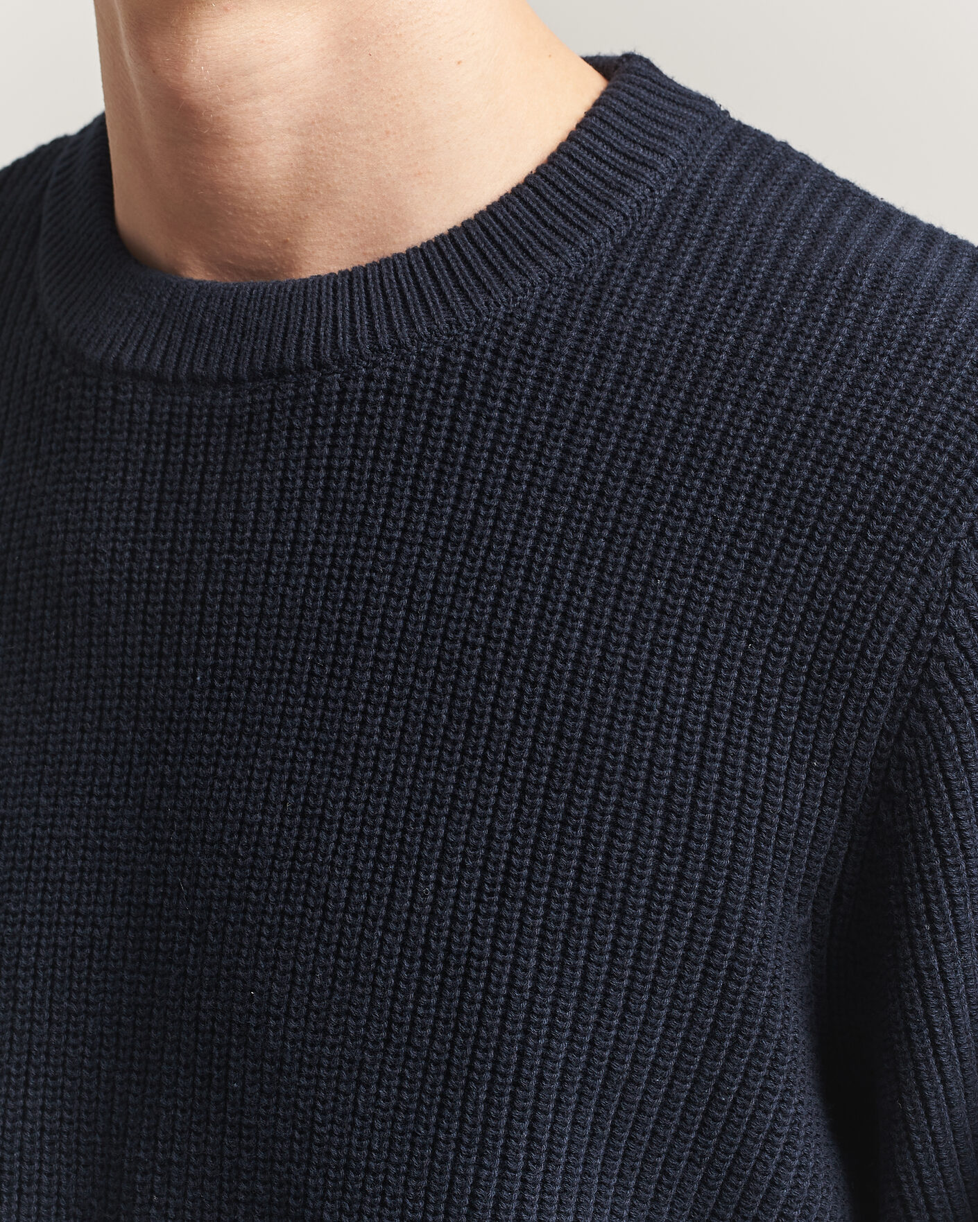 Men | Sweaters & Knitwear | LES DEUX | Garry Rib Crew Neck Knit Dark Navy