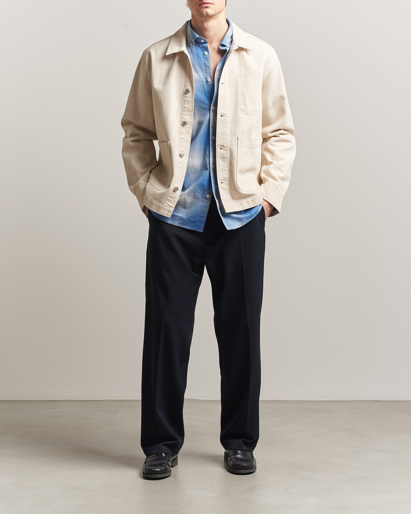 Men | Shirts | LES DEUX | Layton Denim Overshirt Ivory
