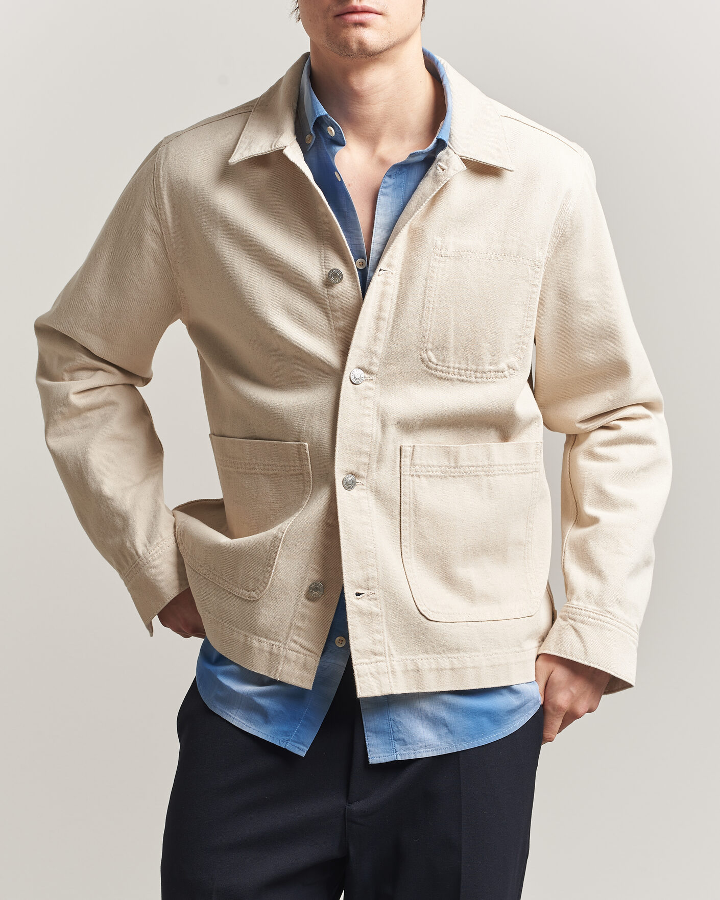 Men | Shirts | LES DEUX | Layton Denim Overshirt Ivory