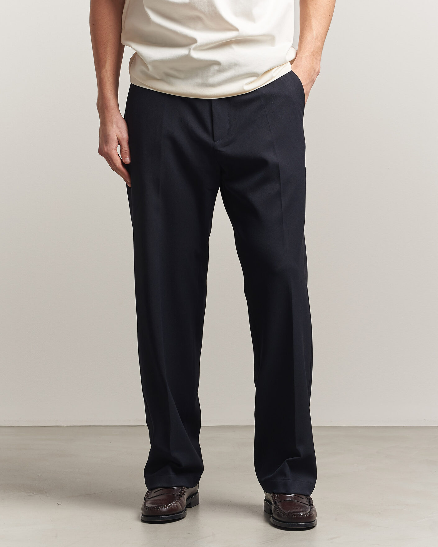 Men | Trousers | LES DEUX | Como Solid Slack Pants Dark Navy