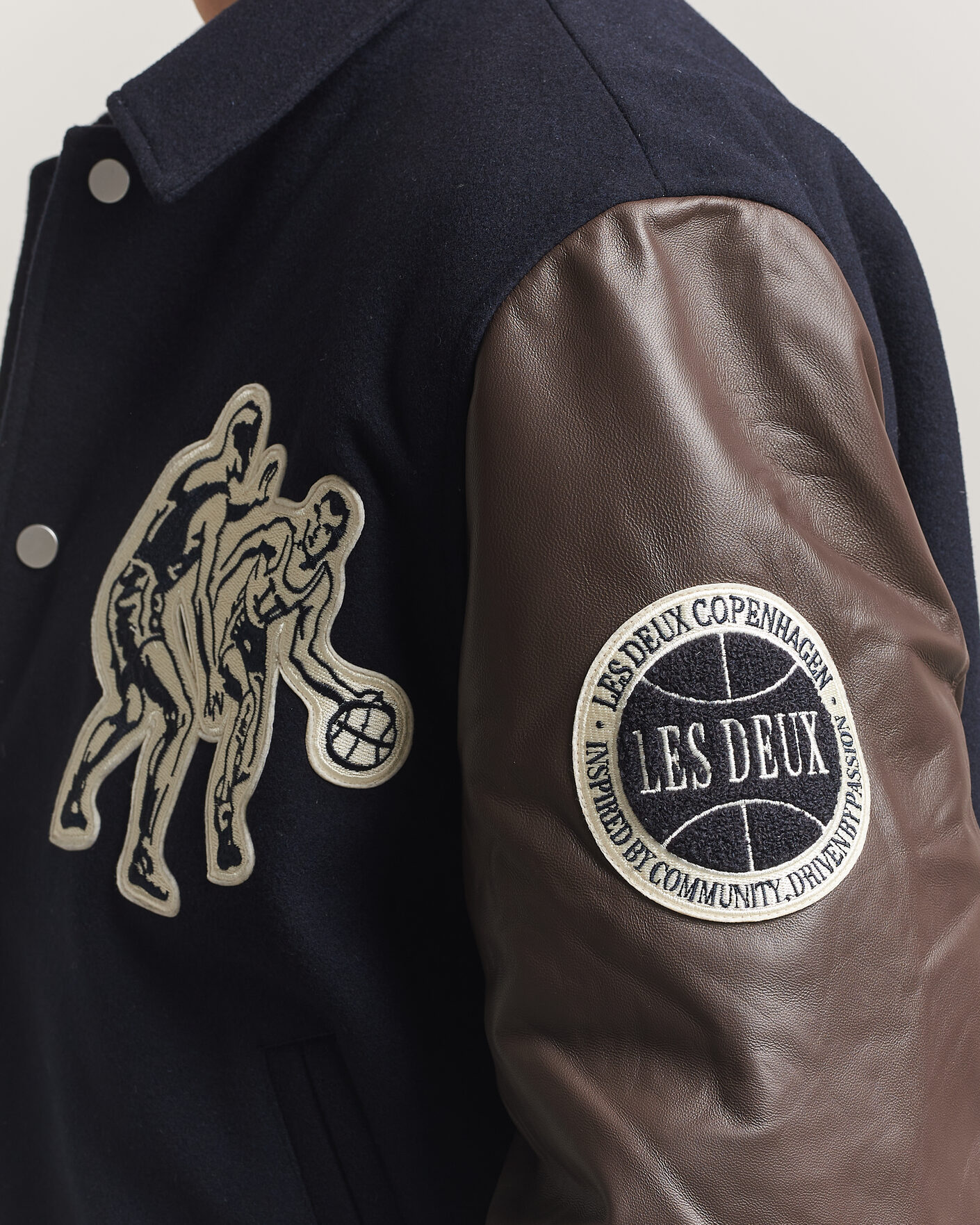 Men | Coats & Jackets | LES DEUX | Basket Varsity Wool Jacket Dark Navy