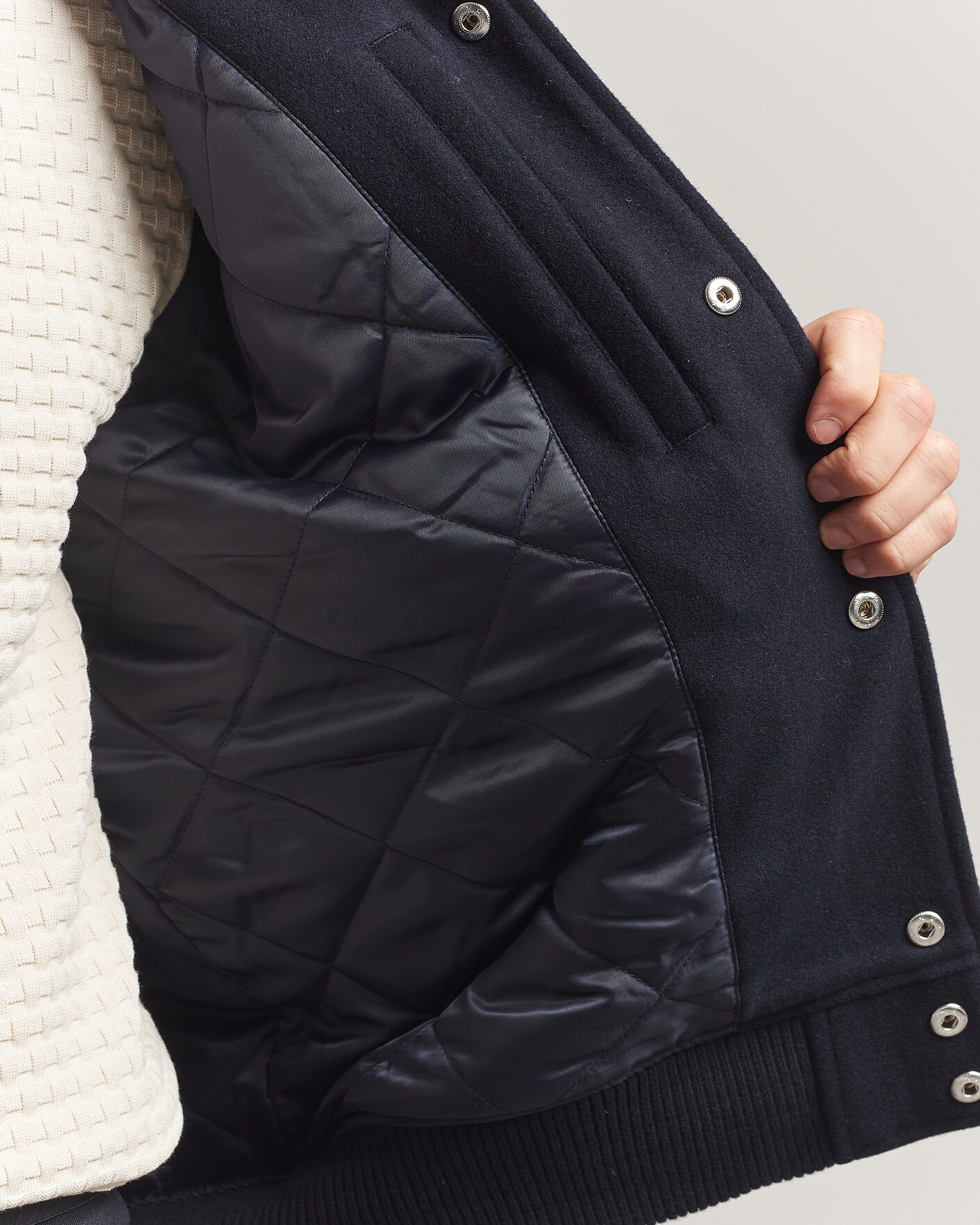 Men | Coats & Jackets | LES DEUX | Basket Varsity Wool Jacket Dark Navy