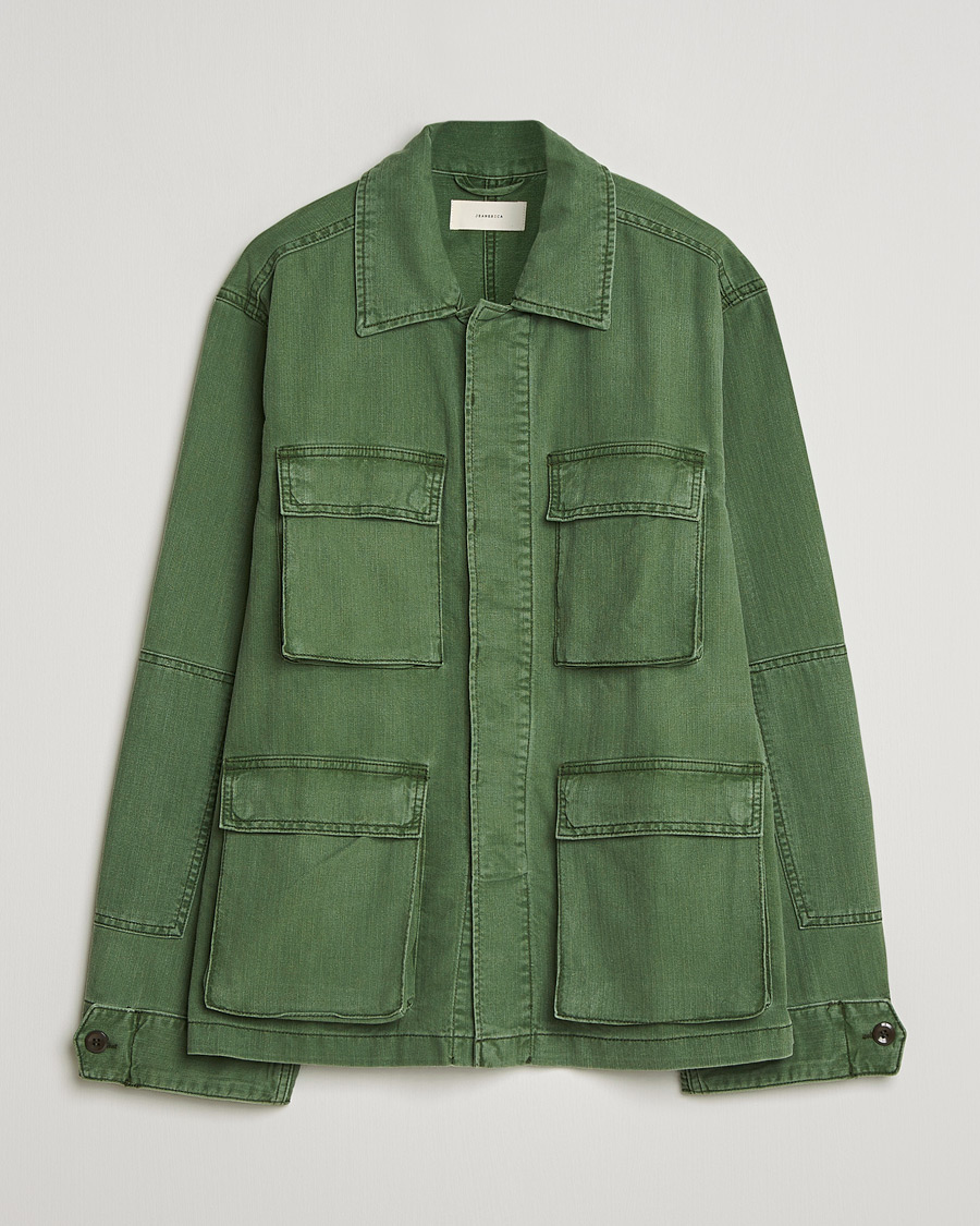 Men | Coats & Jackets | Jeanerica | Luc Herringbone Shirt Jacket Chevron Green
