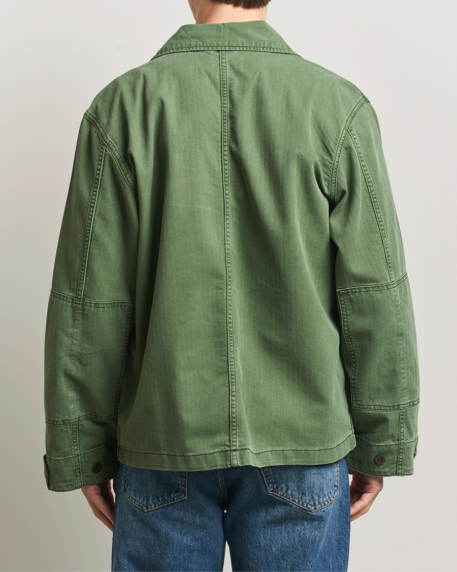 Men | Coats & Jackets | Jeanerica | Luc Herringbone Shirt Jacket Chevron Green