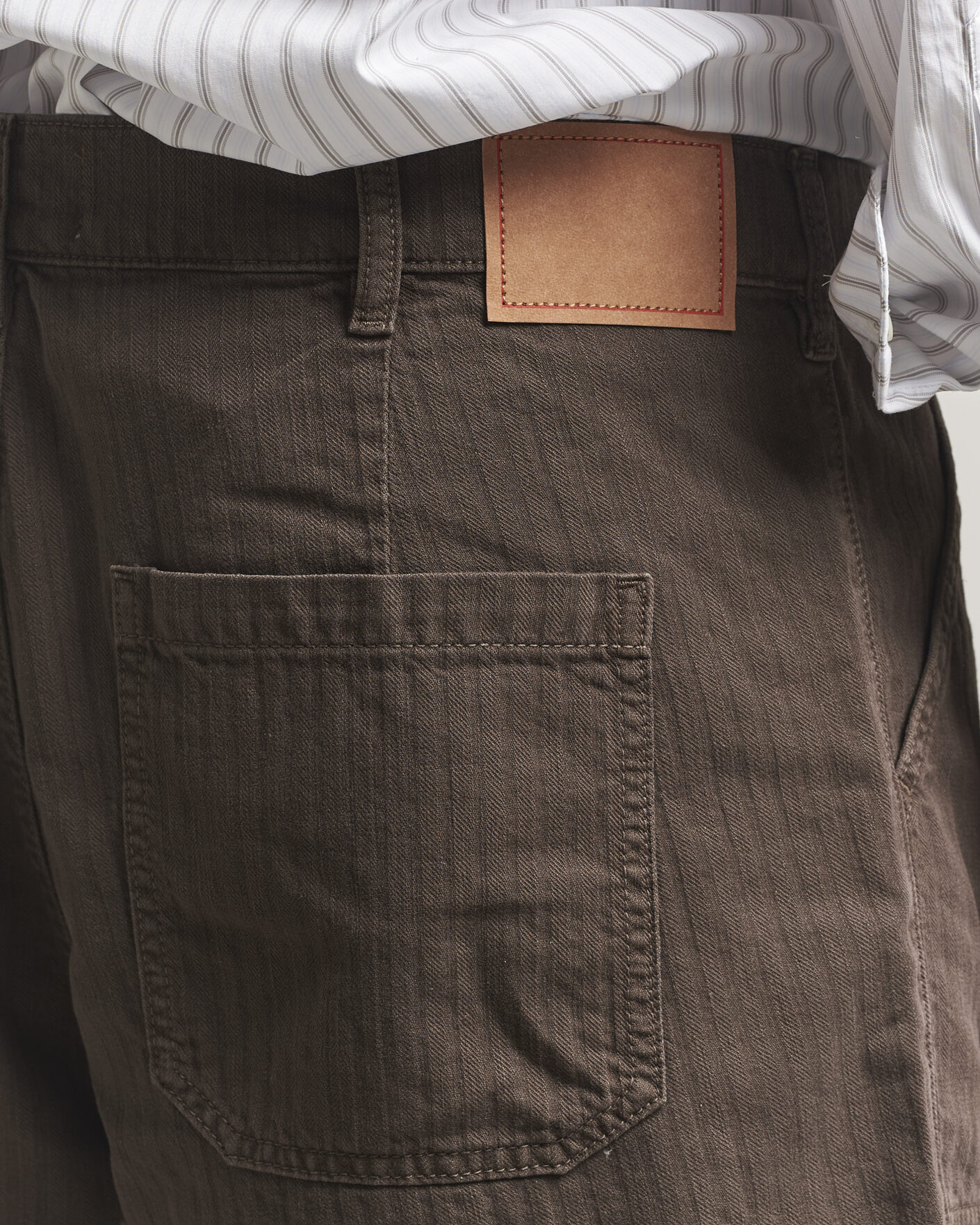 Men | Shorts | Jeanerica | Genua Worker Chino Shorts Chevron Brown