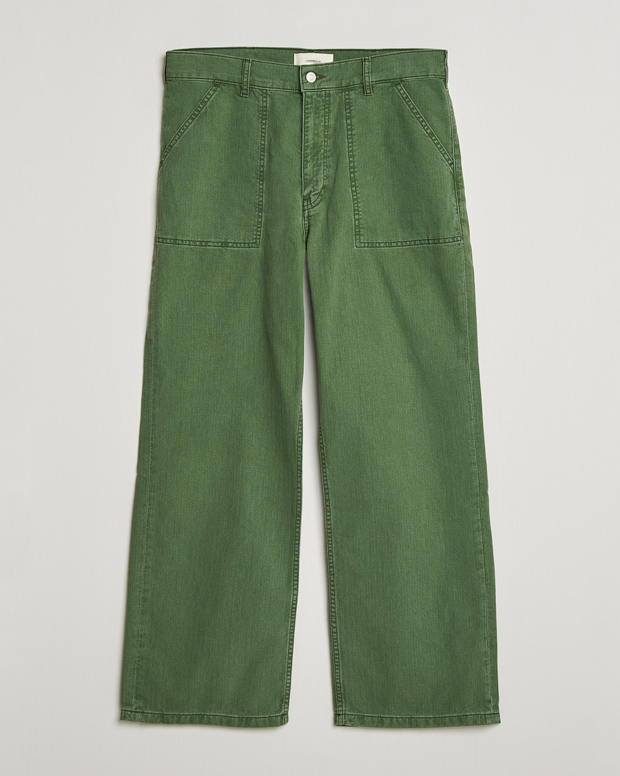 Men | Trousers | Jeanerica | Genua Herringbone Worker Chino Chevron Green