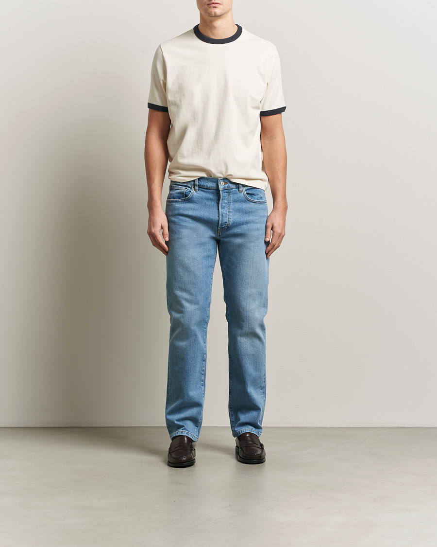 Men | T-Shirts | Jeanerica | Ringer Crew Neck T-Shirt Off White