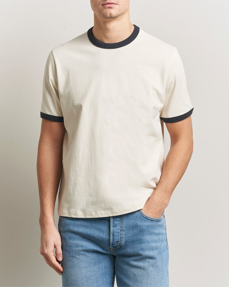 Men | T-Shirts | Jeanerica | Ringer Crew Neck T-Shirt Off White