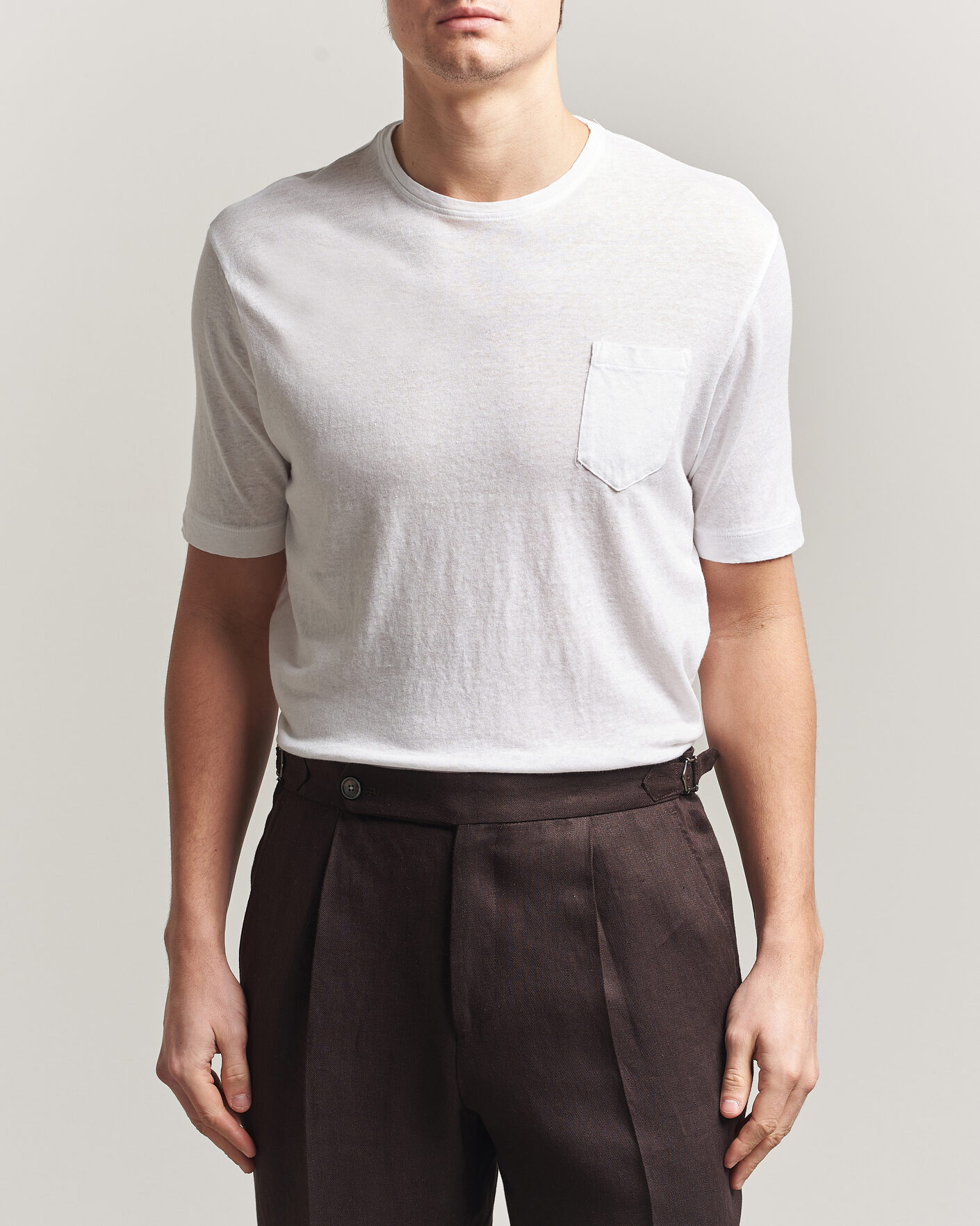 Men | T-Shirts | Massimo Alba | Panarea Cotton/Linen T-Shirt White