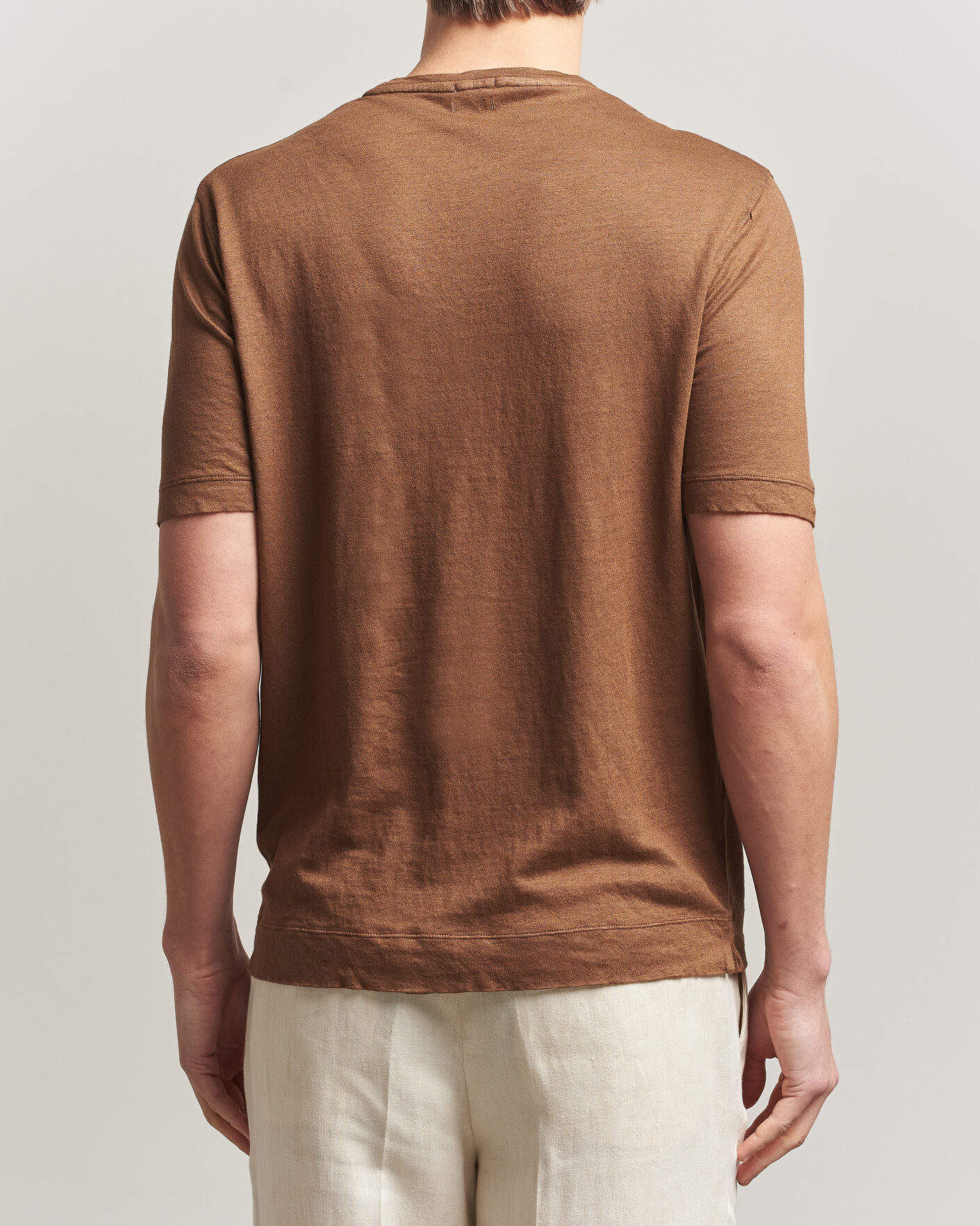 Men | T-Shirts | Massimo Alba | Panarea Cotton/Linen T-Shirt Wood