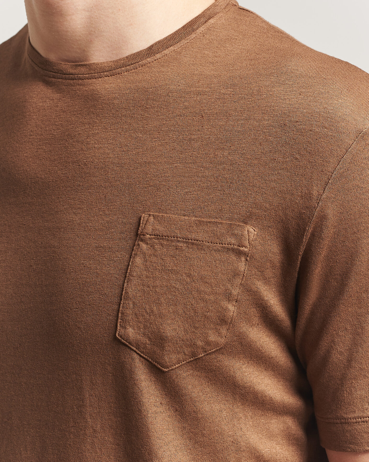 Men | T-Shirts | Massimo Alba | Panarea Cotton/Linen T-Shirt Wood