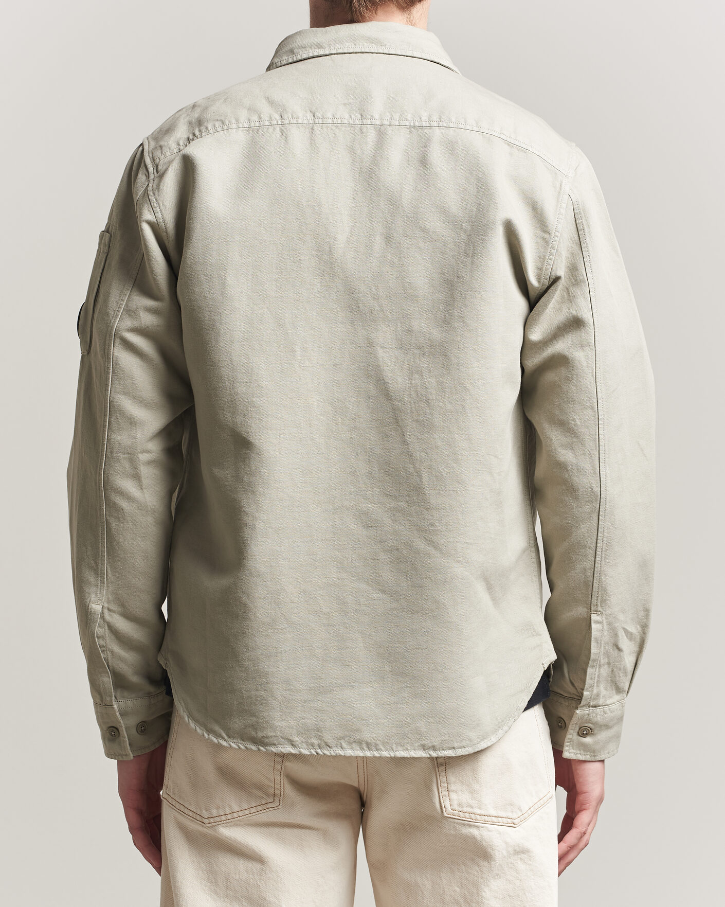 Men | Shirts | C.P. Company | Cotton/Linen Pocket Shirt Light Grey