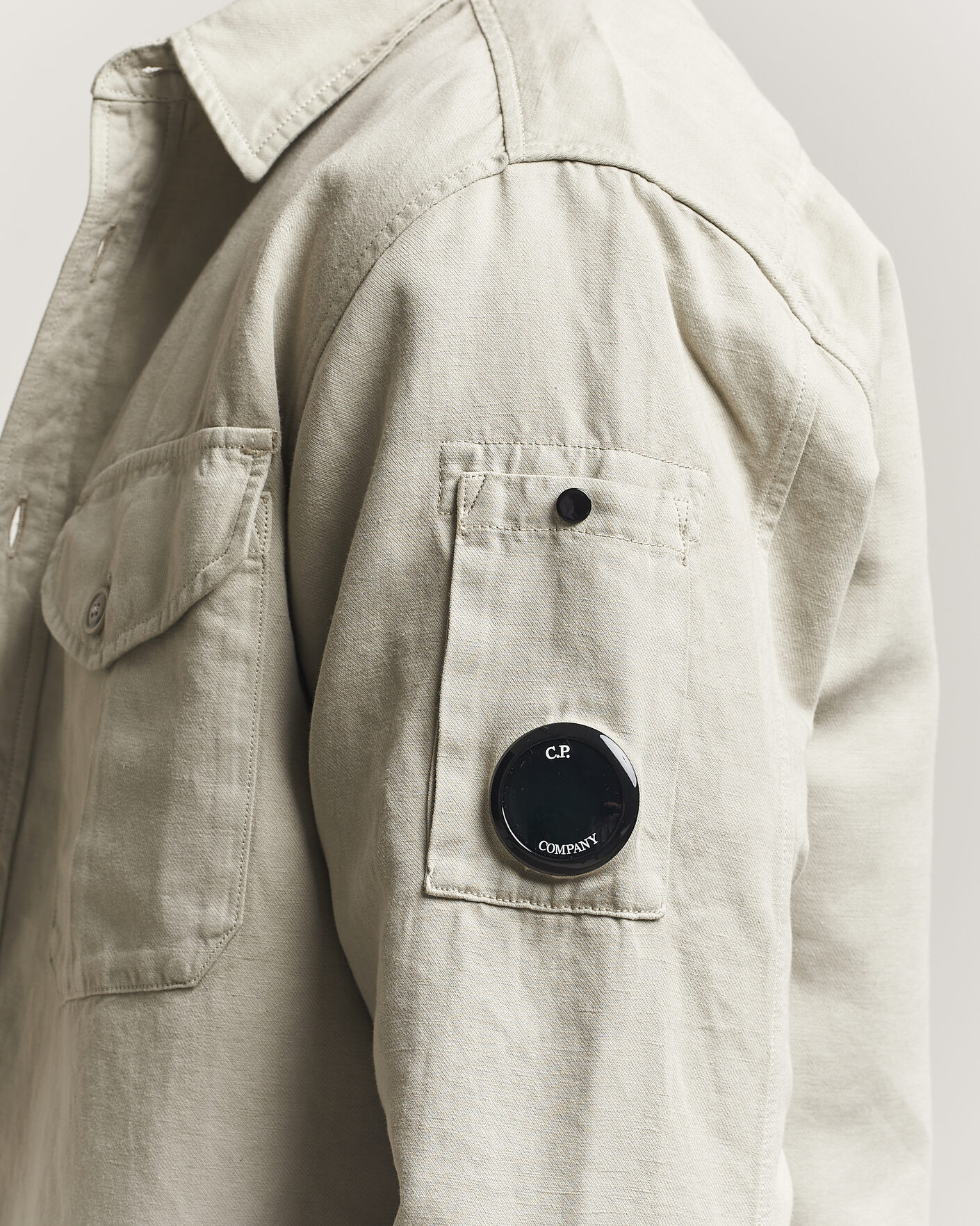 Men | Shirts | C.P. Company | Cotton/Linen Pocket Shirt Light Grey