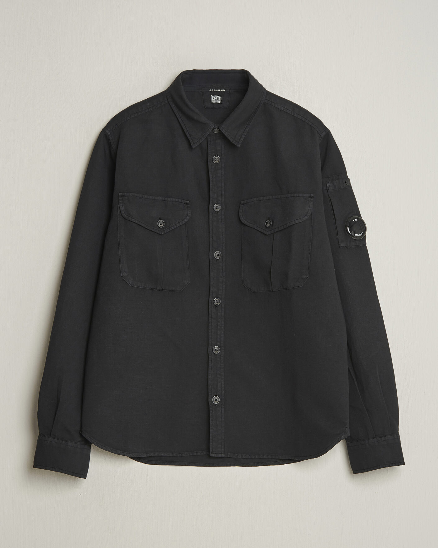 Men | Shirts | C.P. Company | Cotton/Linen Pocket Shirt Black