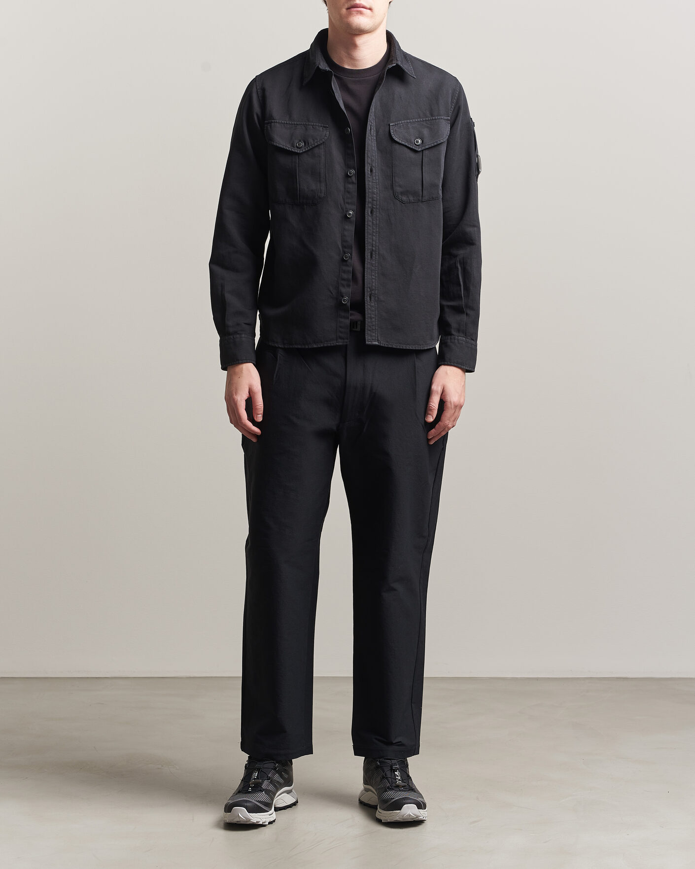 Men | Shirts | C.P. Company | Cotton/Linen Pocket Shirt Black