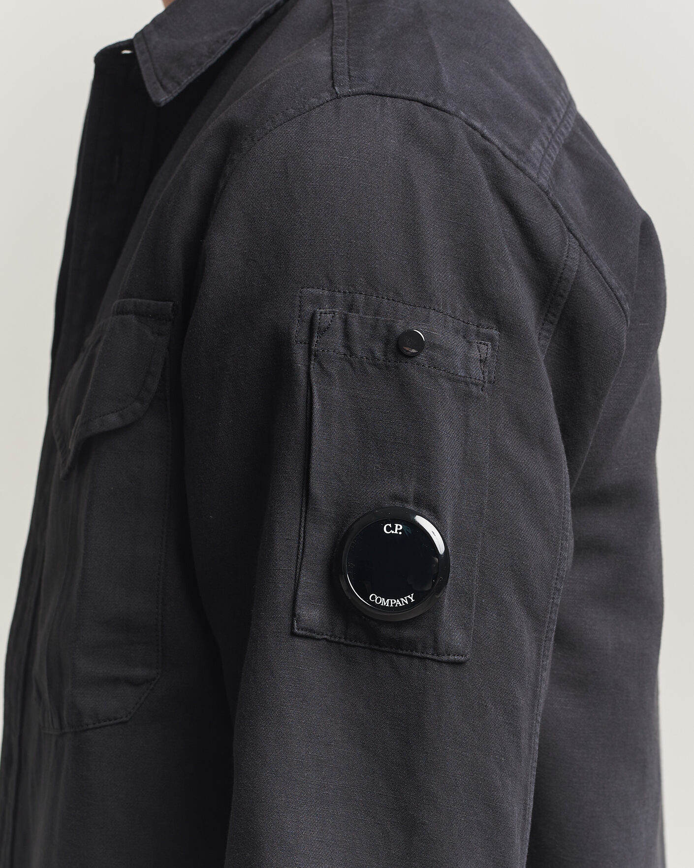 Men | Shirts | C.P. Company | Cotton/Linen Pocket Shirt Black