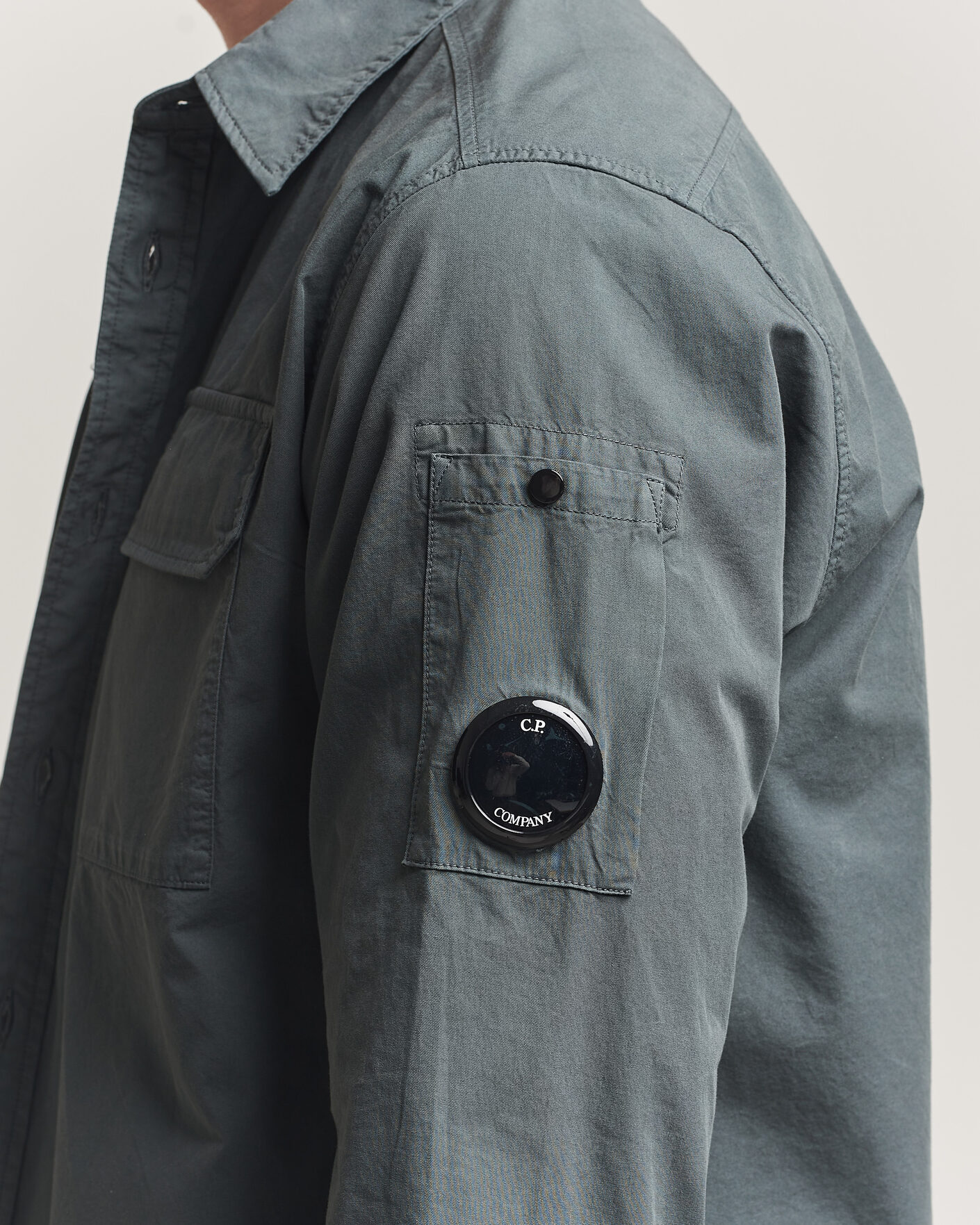 Men | Shirts | C.P. Company | Organic Gabardine Pocket Shirt Dark Grey