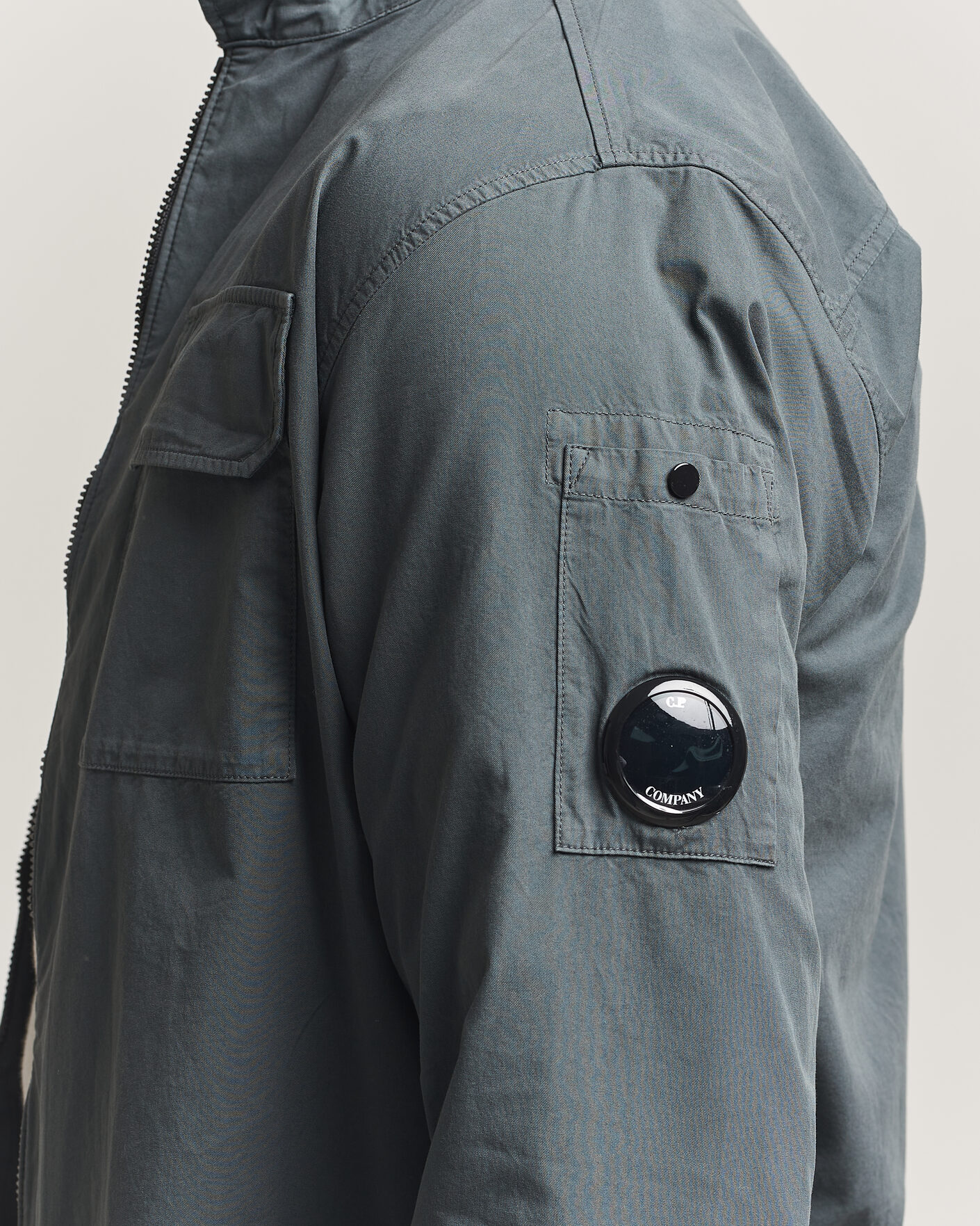 Men | Shirts | C.P. Company | Garment Dyed Gabardine Zip Overshirt Dark Grey