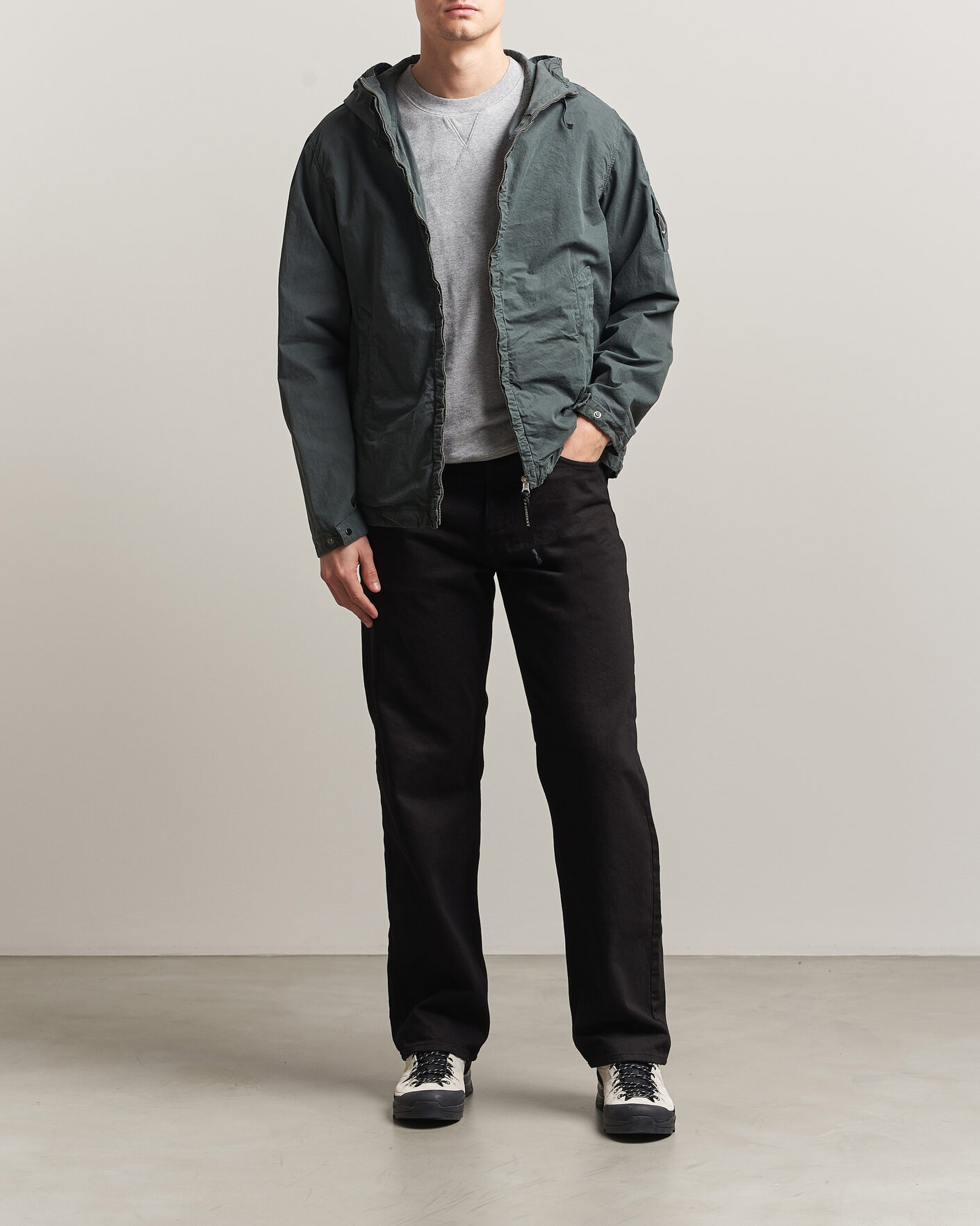 Men | Coats & Jackets | C.P. Company | Micro Reps Hooded Jacket Dark Grey