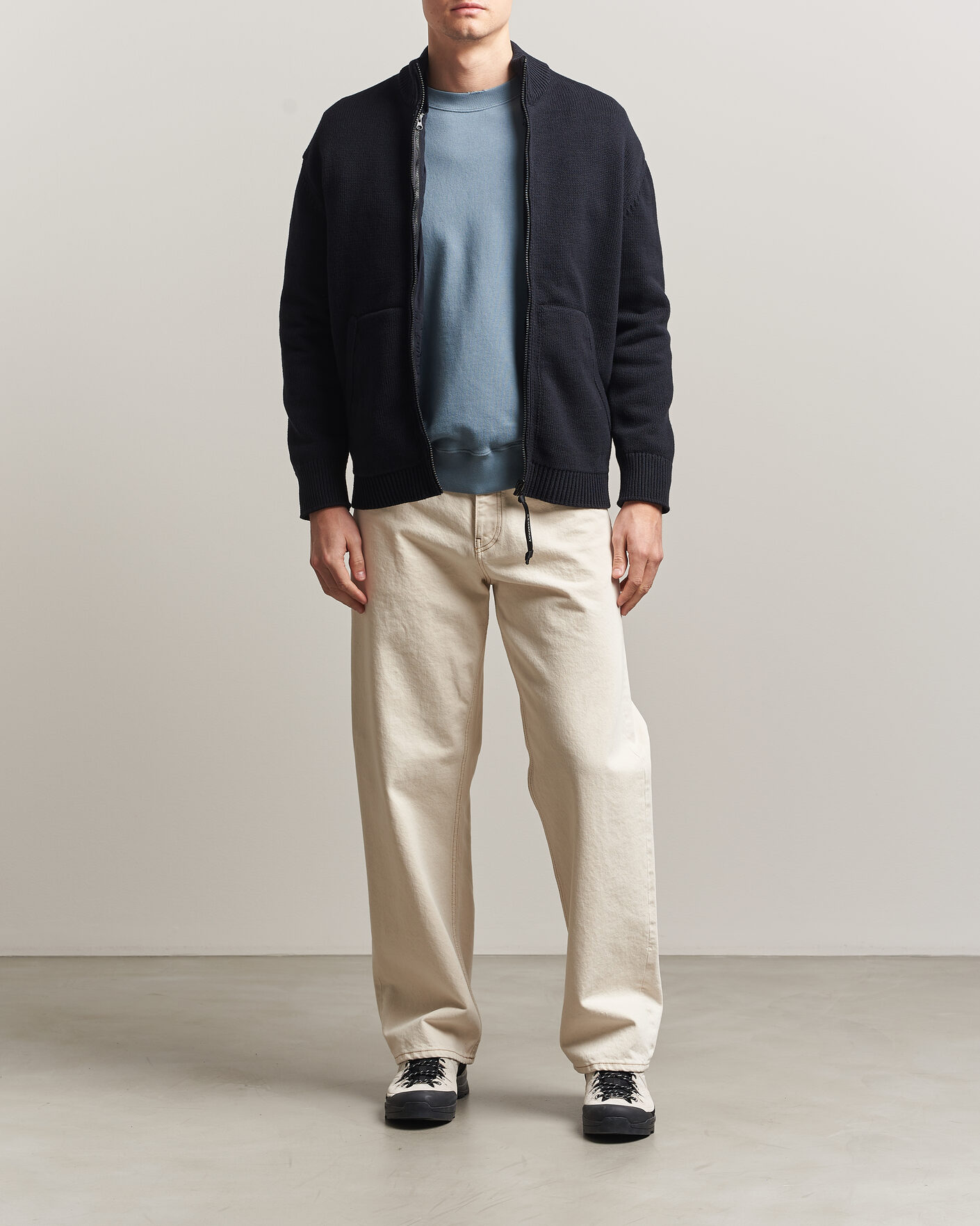 Men | Sweaters & Knitwear | C.P. Company | Cotton Mix 2 in 1 Knitted Sweater Navy
