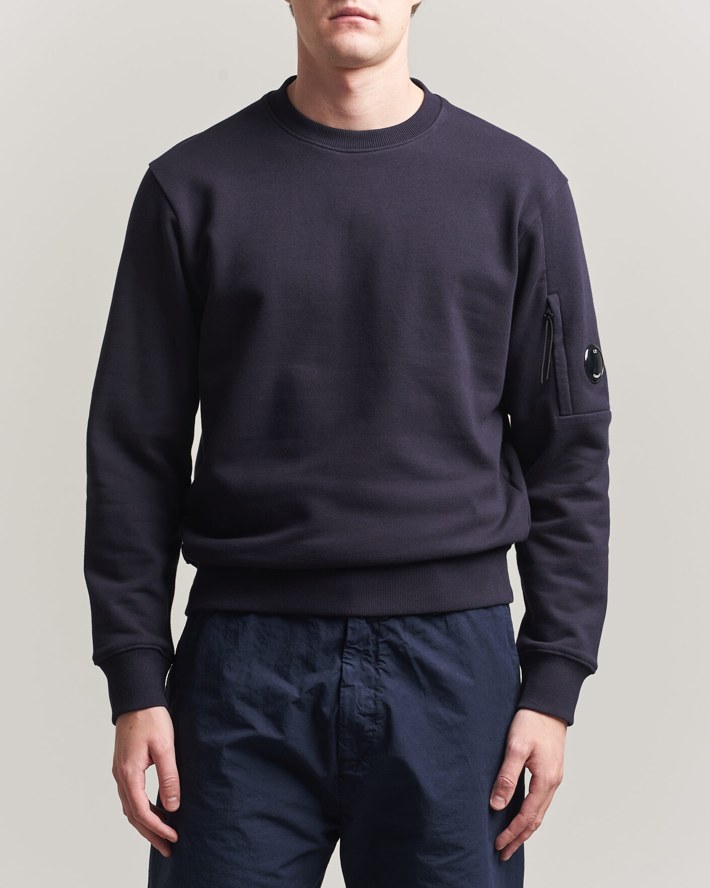 C.P. Company Diagonal Raised Fleece Lens Sweatshirt Navy at