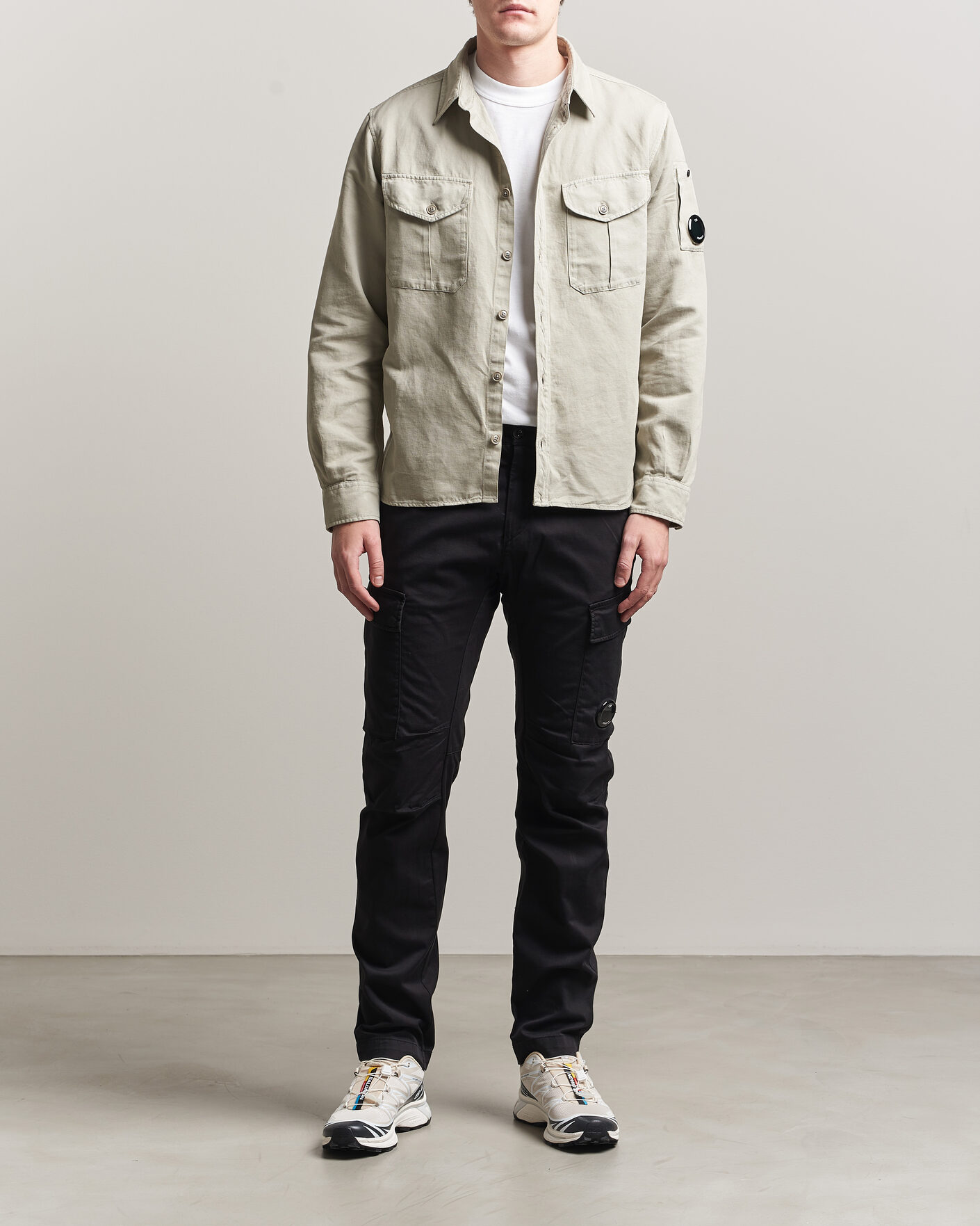 Men | Trousers | C.P. Company | Satin Stretch Cargo Pants Black