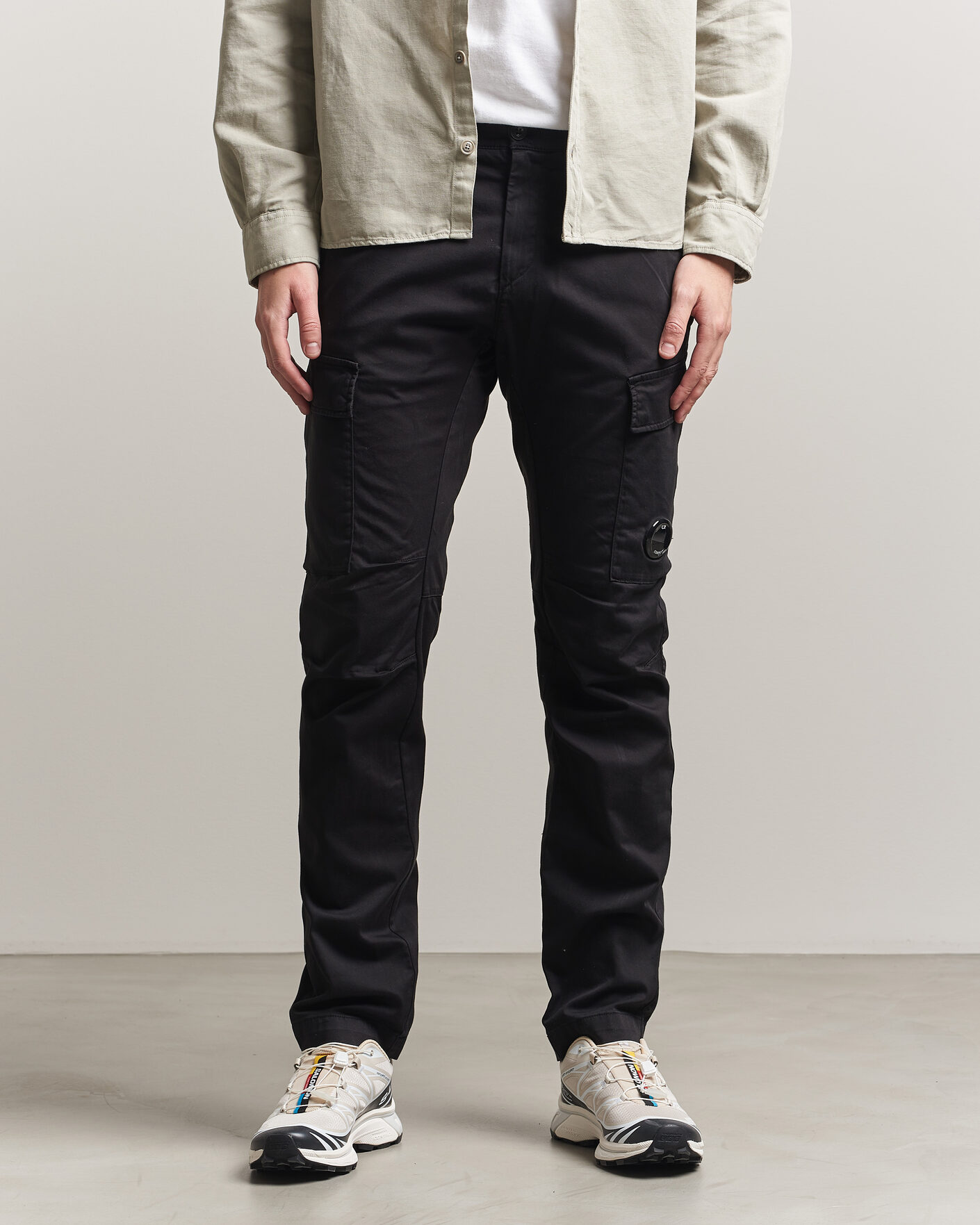 Men | Trousers | C.P. Company | Satin Stretch Cargo Pants Black