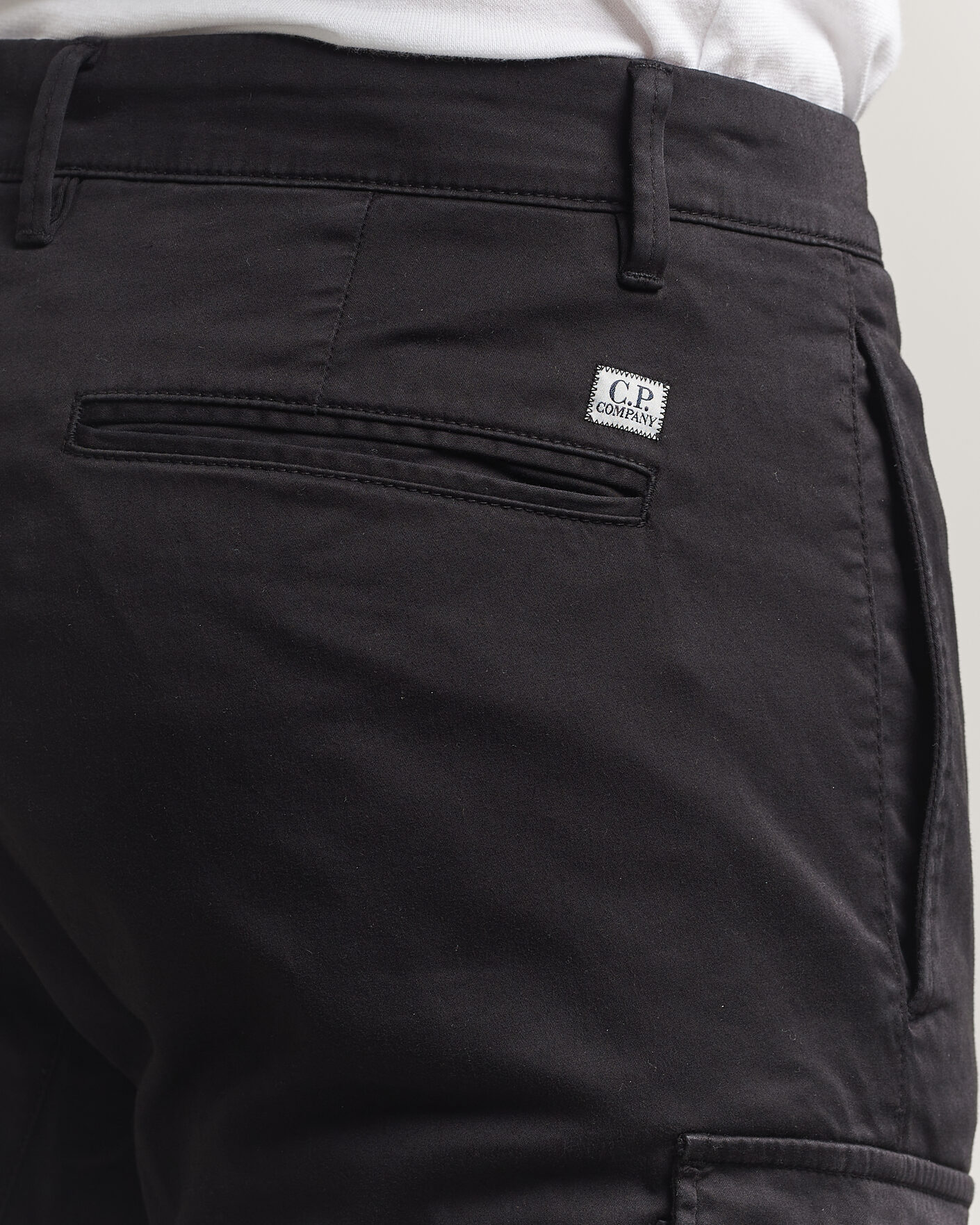 Men | Trousers | C.P. Company | Satin Stretch Cargo Pants Black