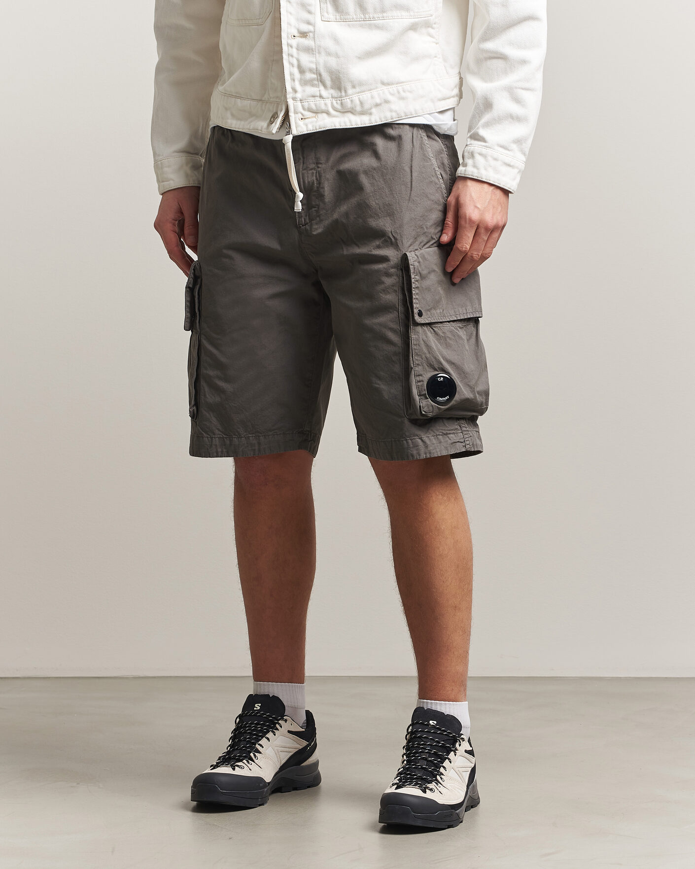 Men | Shorts | C.P. Company | Cotton Gabardine Cargo Shorts Washed Black