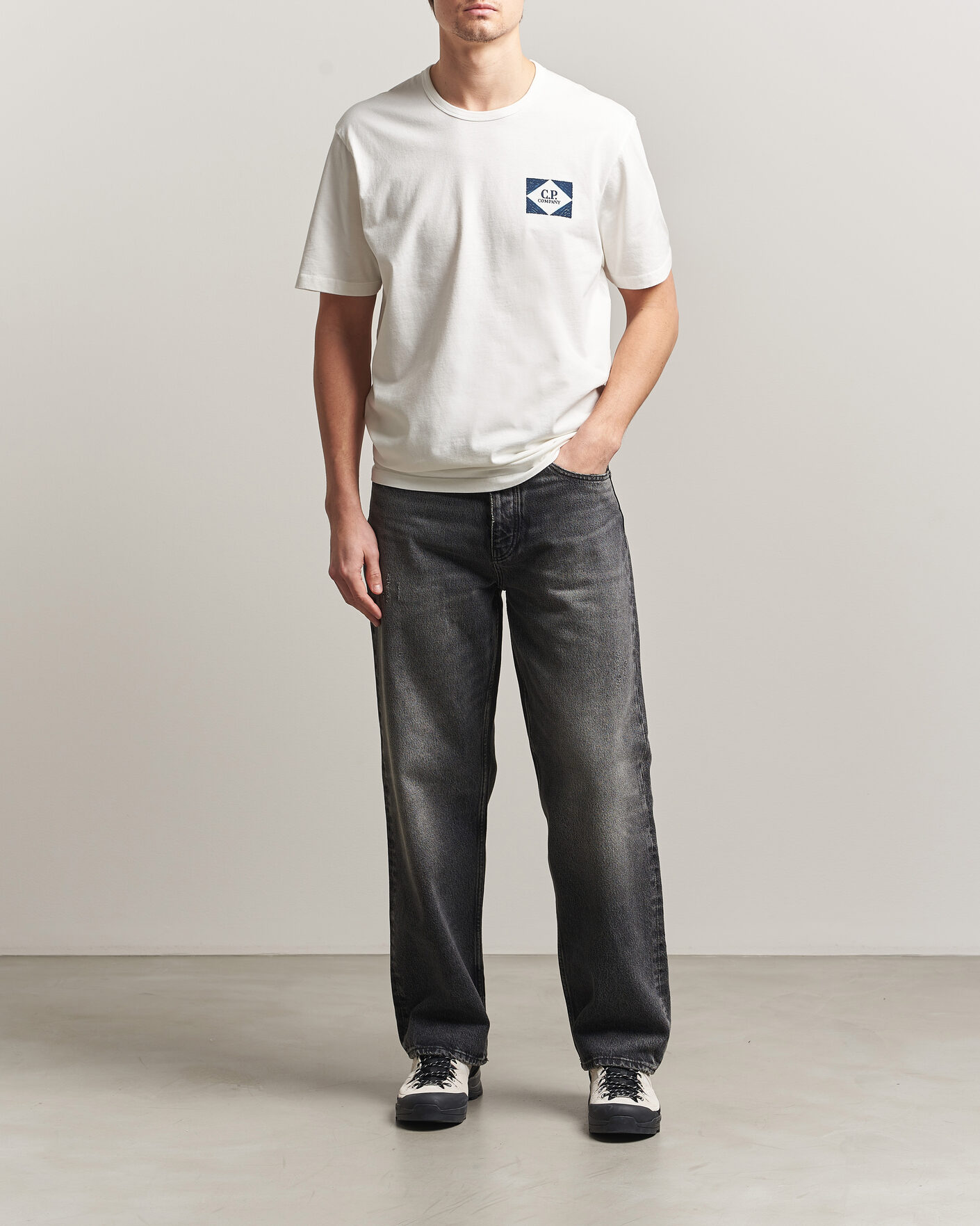 Men | T-Shirts | C.P. Company | Cotton Jersey Back Print T-Shirt White