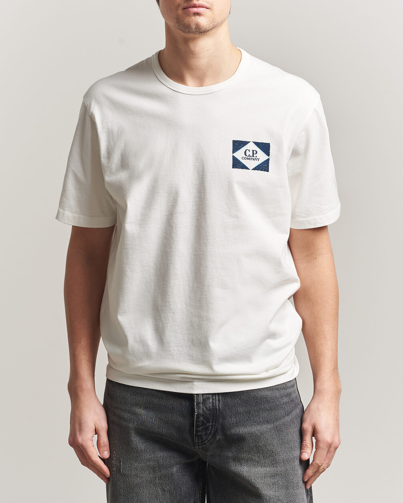 Men | T-Shirts | C.P. Company | Cotton Jersey Back Print T-Shirt White