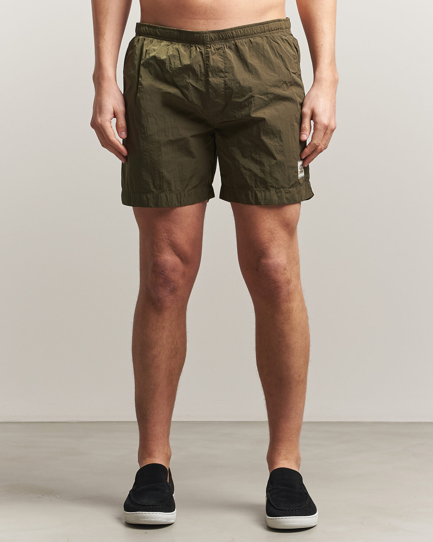 Men | Swimwear | C.P. Company | Eco Chrome Logo Swimshorts Olive