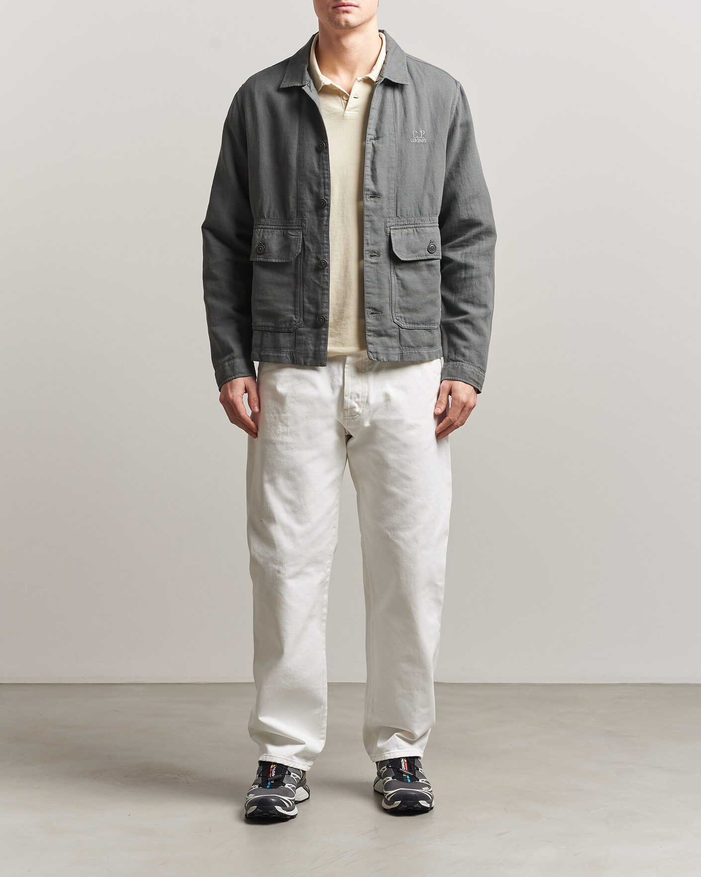 Men | Shirts | C.P. Company | Broken Twill Linen/Cotton Overshirt Olive