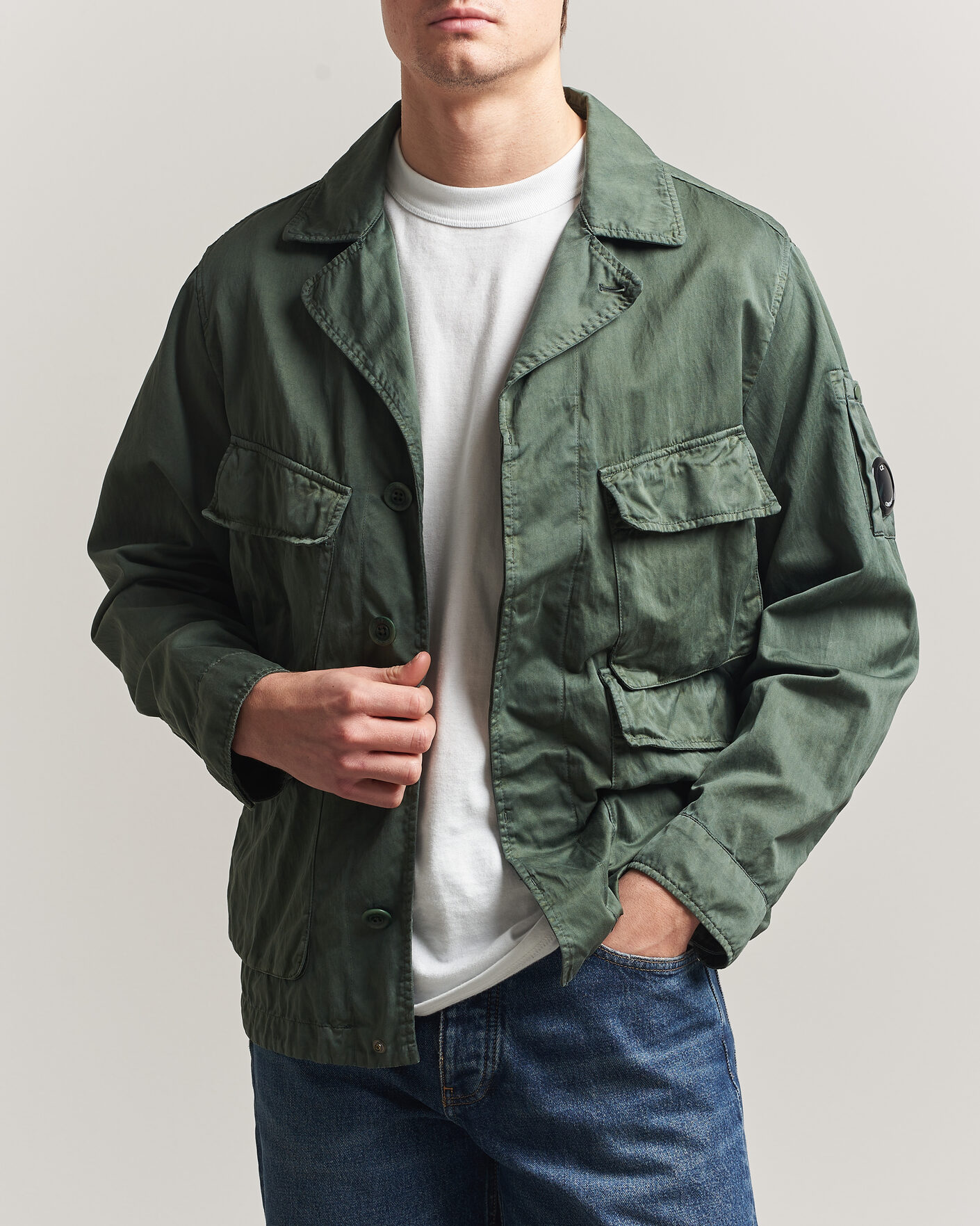 Men | Coats & Jackets | C.P. Company | Raso Cinque Cotton Nylon Jungle Jacket Dark Green
