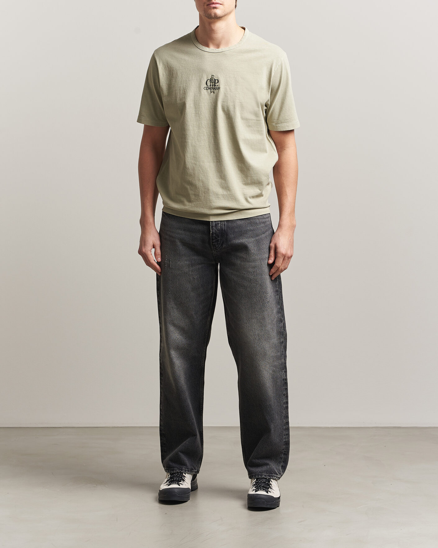Men | T-Shirts | C.P. Company | Back Printed Cotton T-Shirt Washed Green