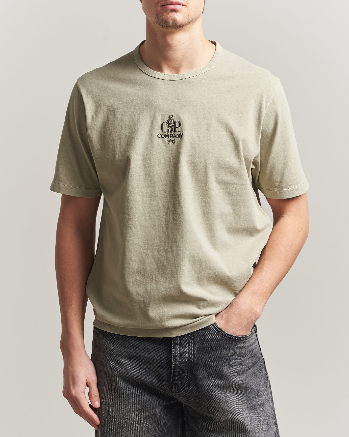 Men | T-Shirts | C.P. Company | Back Printed Cotton T-Shirt Washed Green