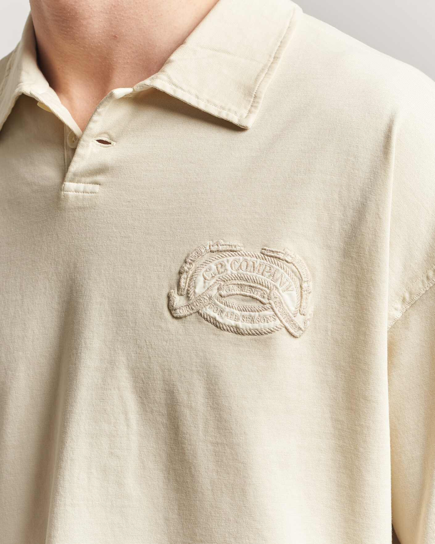Men | Polo Shirts | C.P. Company | Boxy Fit Cotton Logo Polo Cream