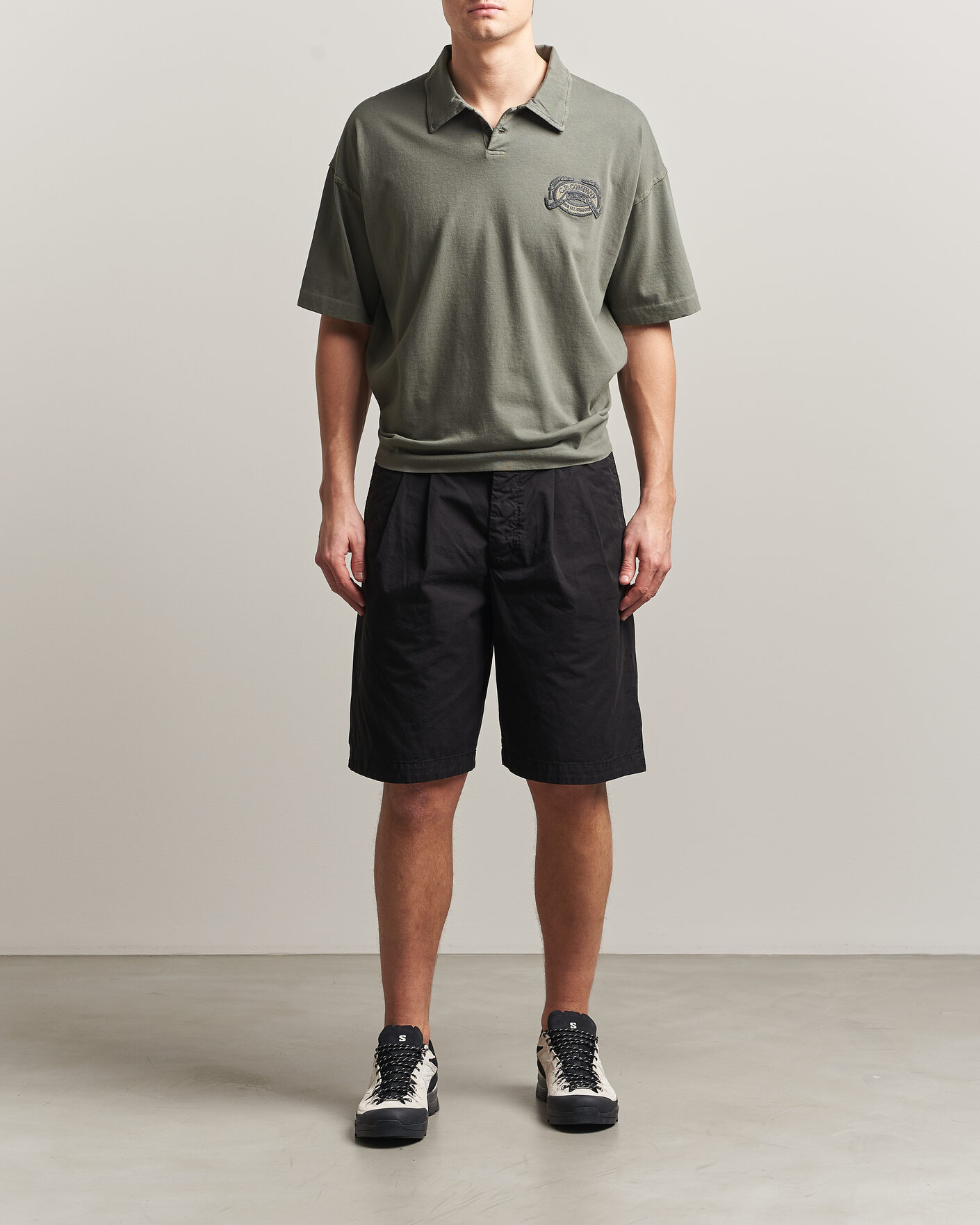 Men | Polo Shirts | C.P. Company | Boxy Fit Cotton Logo Polo Dark Green