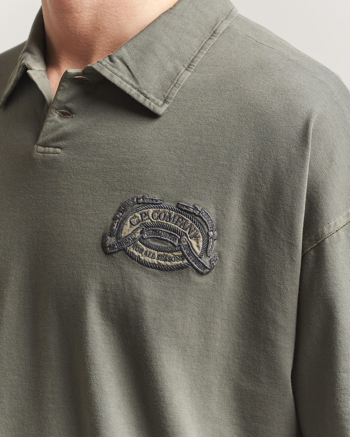 Men | Polo Shirts | C.P. Company | Boxy Fit Cotton Logo Polo Dark Green