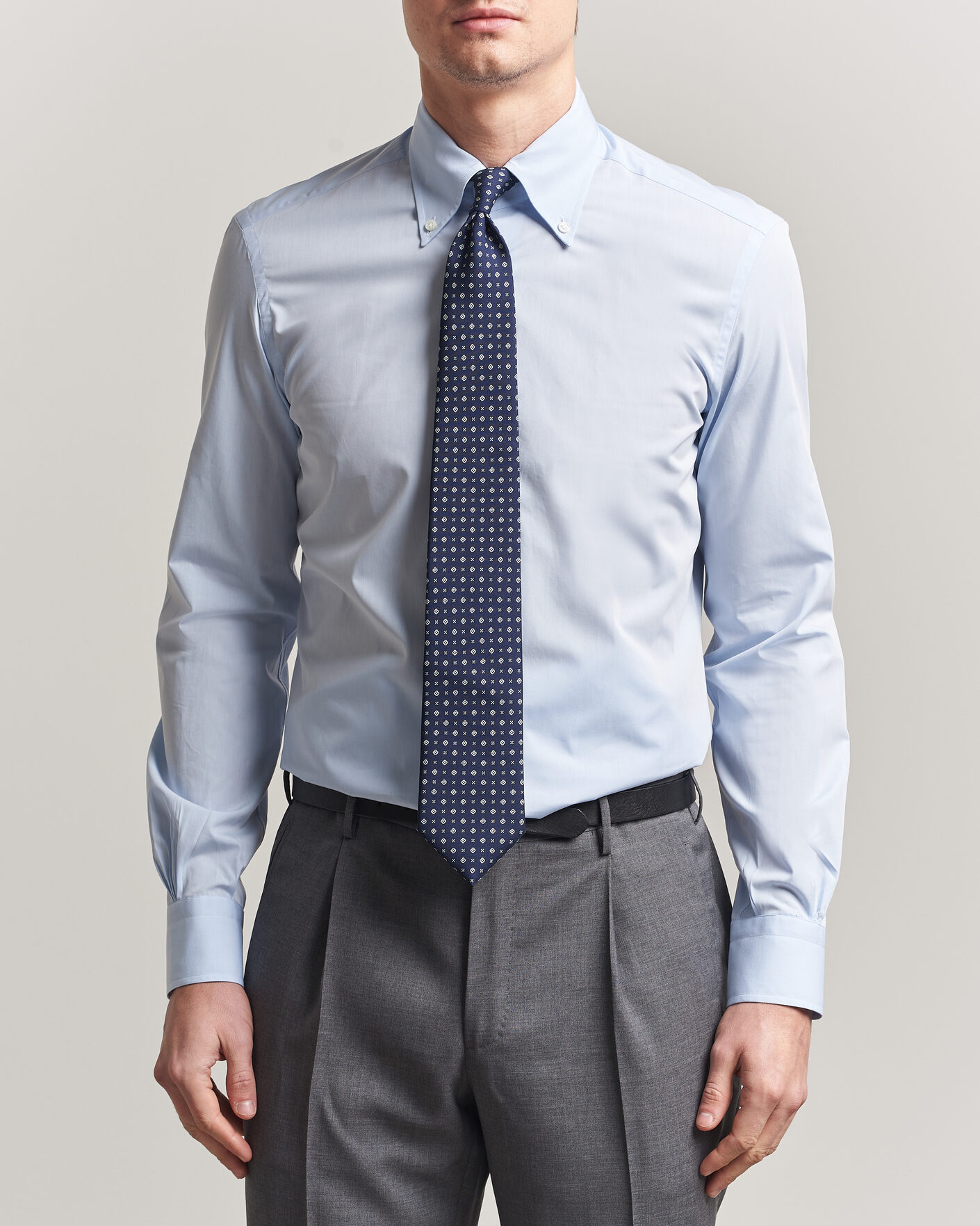 Men | Shirts | Mazzarelli | Soft Cotton Button Down Shirt Light Blue