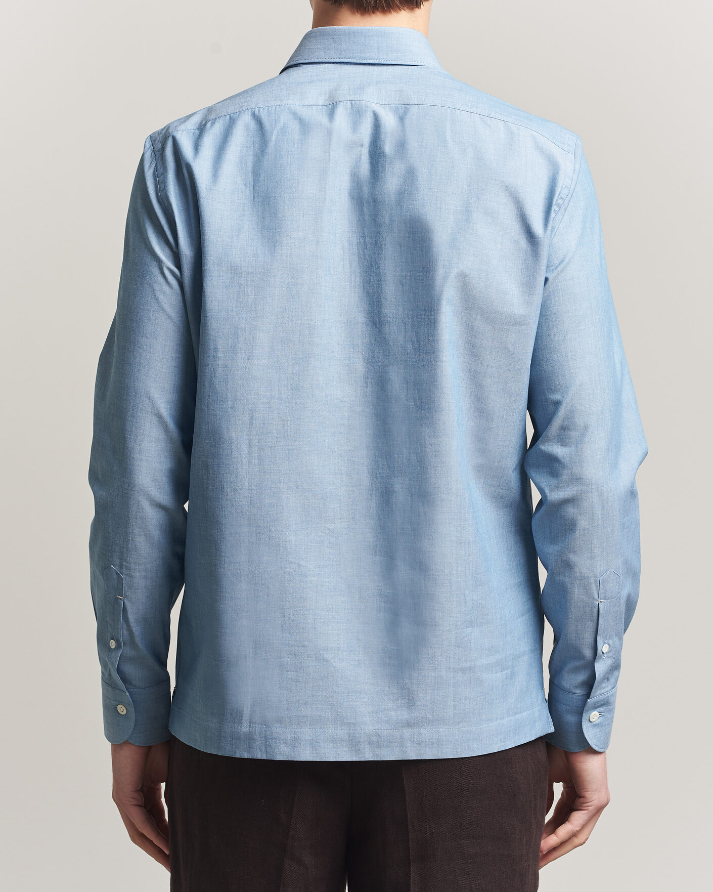 Men | Shirts | Mazzarelli | Soft Cotton Denim Popover Shirt Blue